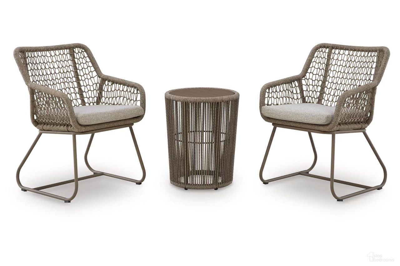 The appearance of Monach Heights Outdoor Table and 2 Chairs In Beige designed by Signature Design by Ashley in the modern / contemporary interior design. This beige piece of furniture was selected by 1StopBedrooms from Monach Heights Collection to add a touch of cosiness and style into your home. Sku: P321-050. Material: Polyester.