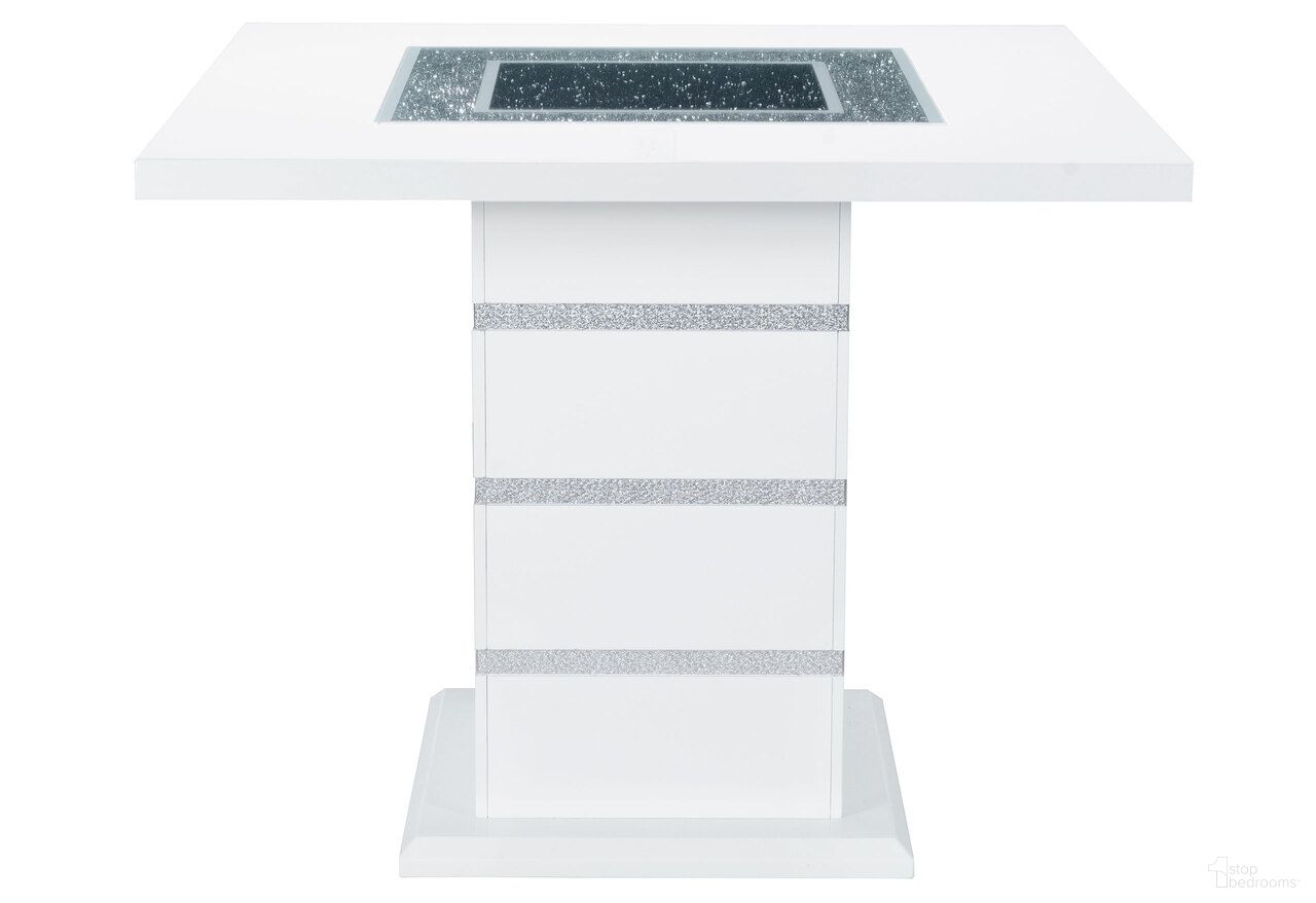 The appearance of Monaco Bar Table In White designed by Global Furniture USA in the modern / contemporary interior design. This white piece of furniture was selected by 1StopBedrooms from Monaco Collection to add a touch of cosiness and style into your home. Sku: MONACO-BT-WHT-TOP & BASE;MONACO-BT-WHT-CLMN. Table Base Style: Pedestal. Table Top Shape: Rectangular. Material: Chip Board.