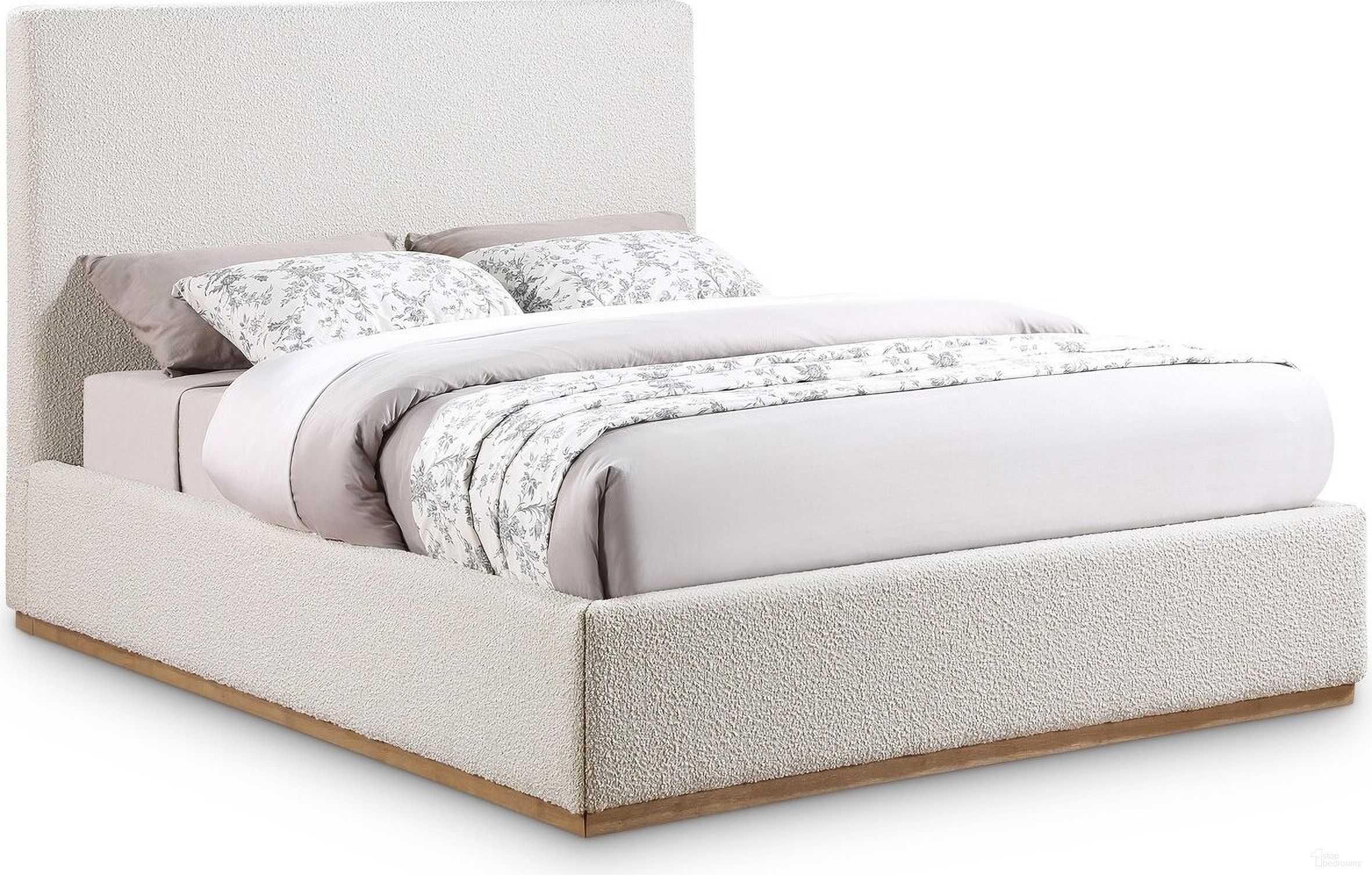 Monaco Boucle Fabric King Bed In Cream