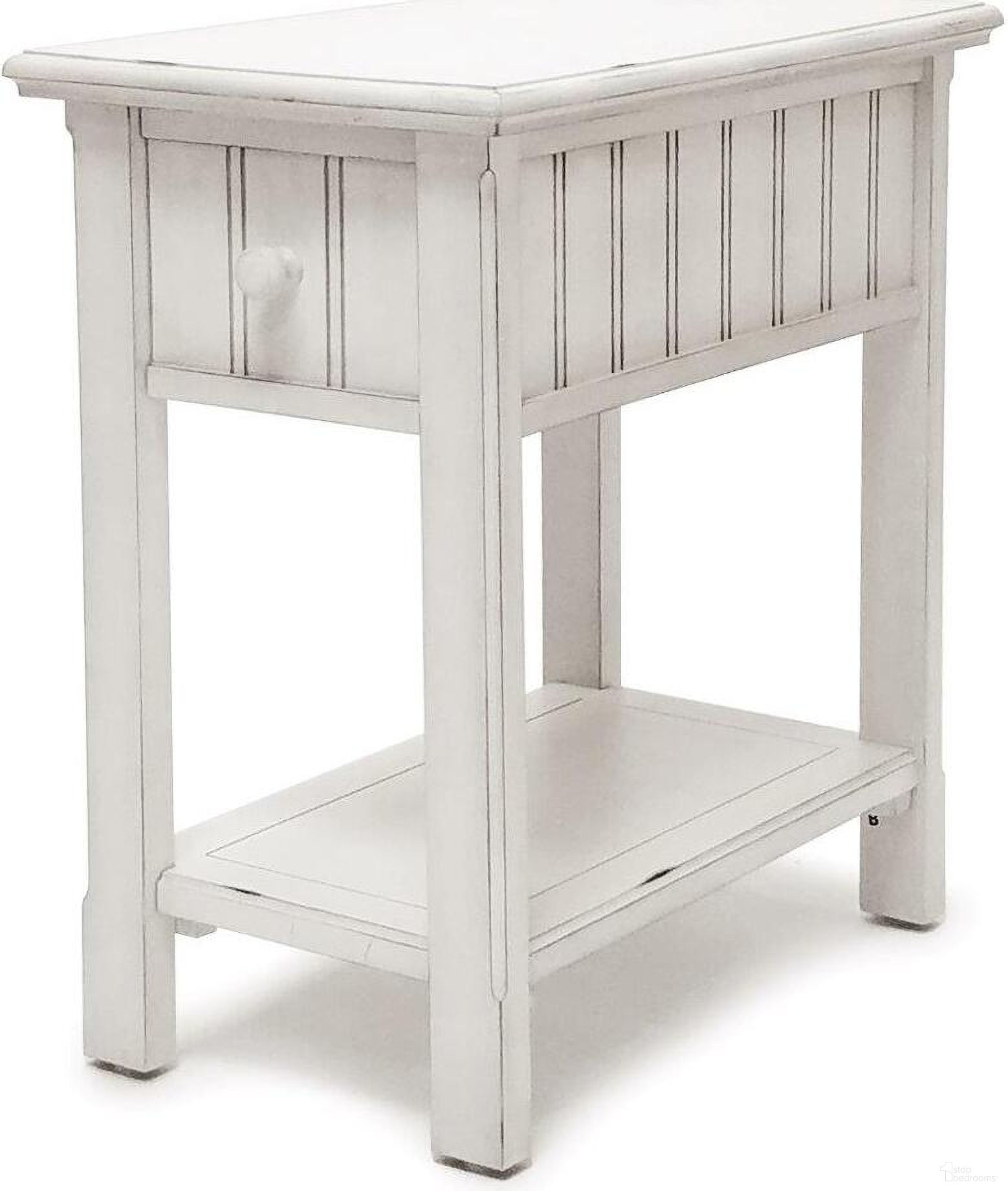 The appearance of Monaco Chairside Table In White designed by Sea Winds Trading in the transitional interior design. This white piece of furniture was selected by 1StopBedrooms from Monaco Collection to add a touch of cosiness and style into your home. Sku: B81805-BLANC. Material: Wood.