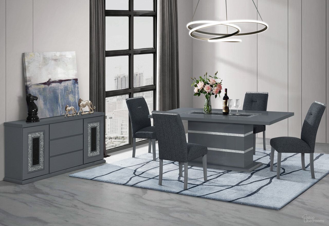 The appearance of Monaco Dining Set In Dark Grey designed by Global Furniture USA in the modern / contemporary interior design. This dark grey piece of furniture was selected by 1StopBedrooms from Monaco Collection to add a touch of cosiness and style into your home. Sku: MONACO-DT-DARK GREY-TOP & BASE;MONACO-DT-DARK GREY-CLMN;MONACO-DC-DARK GREY. Table Base Style: Pedestal. Material: MDF. Table Top Shape: Rectangular. Size: 39" x 79".