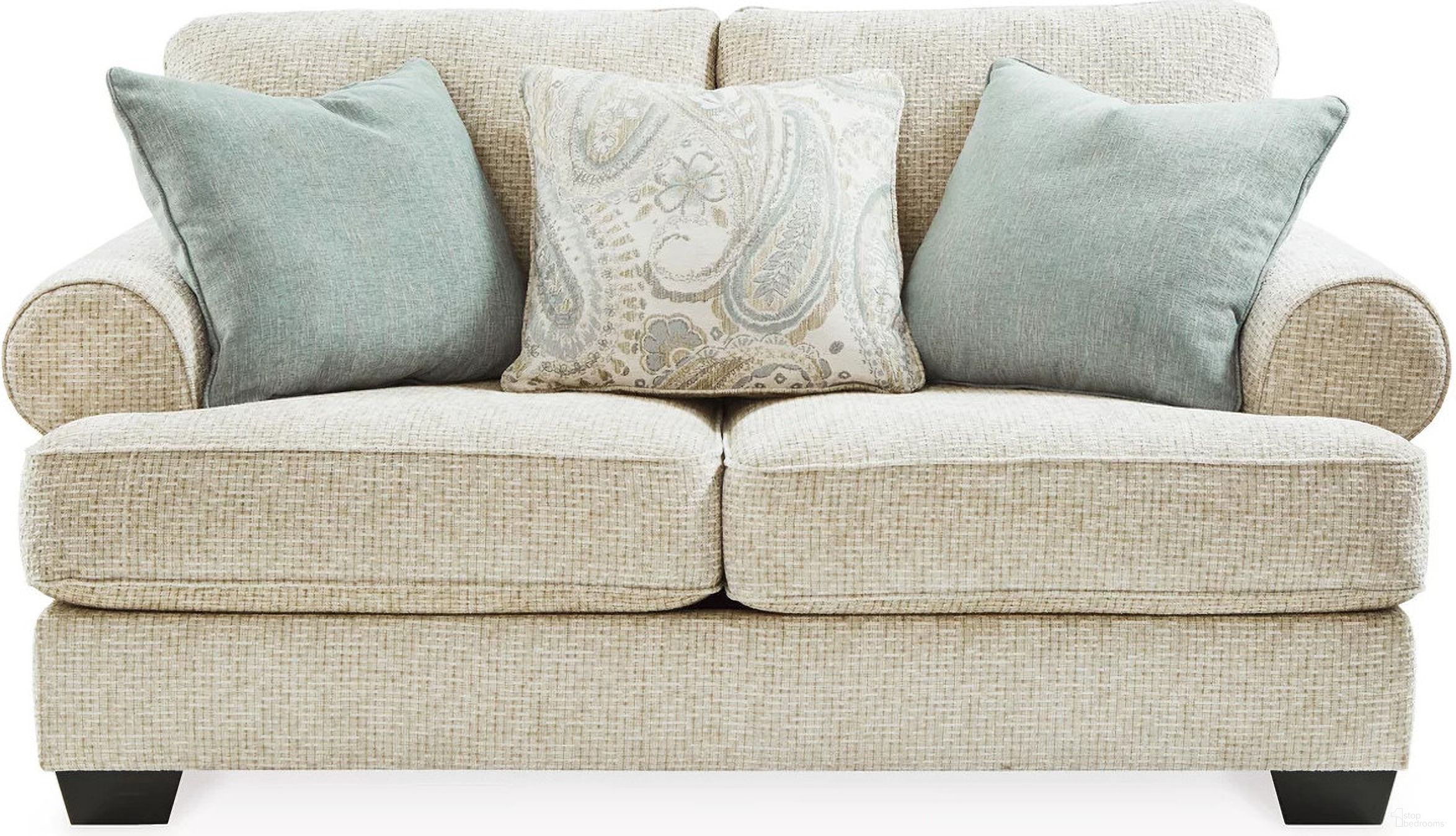 The appearance of Monaghan Loveseat In Sandstone designed by Signature Design by Ashley in the transitional interior design. This sandstone piece of furniture was selected by 1StopBedrooms from Monaghan Collection to add a touch of cosiness and style into your home. Sku: 9620535. Material: Fabric.