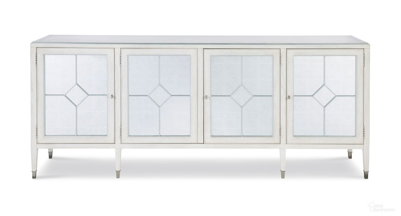 The appearance of Monarch Barrington Four Door Sideboard In White and Silver designed by Century Furniture in the transitional interior design. This white/silver piece of furniture was selected by 1StopBedrooms from Monarch Collection to add a touch of cosiness and style into your home. Sku: MN5544-V2. Material: Metal.