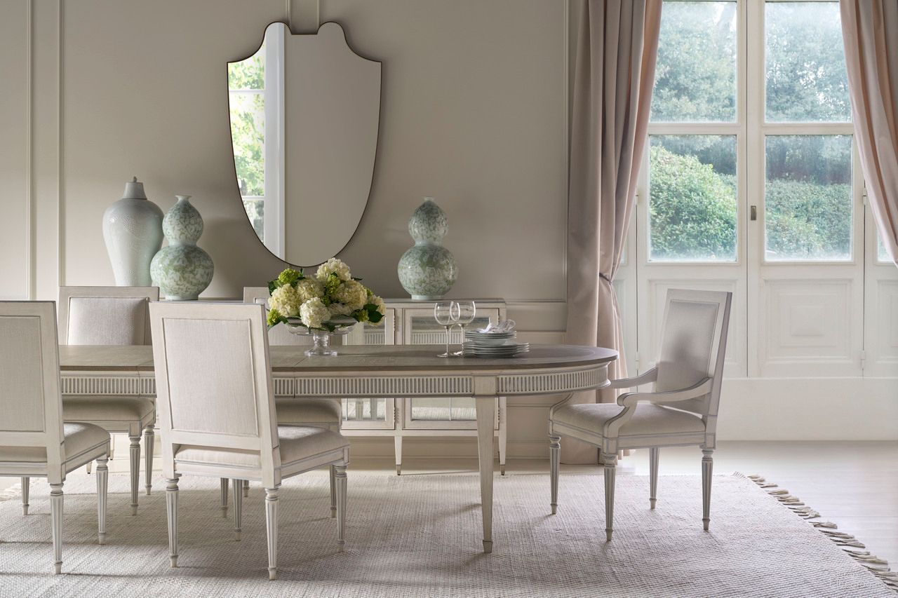 Monarch Dining Room Set In White and Silver