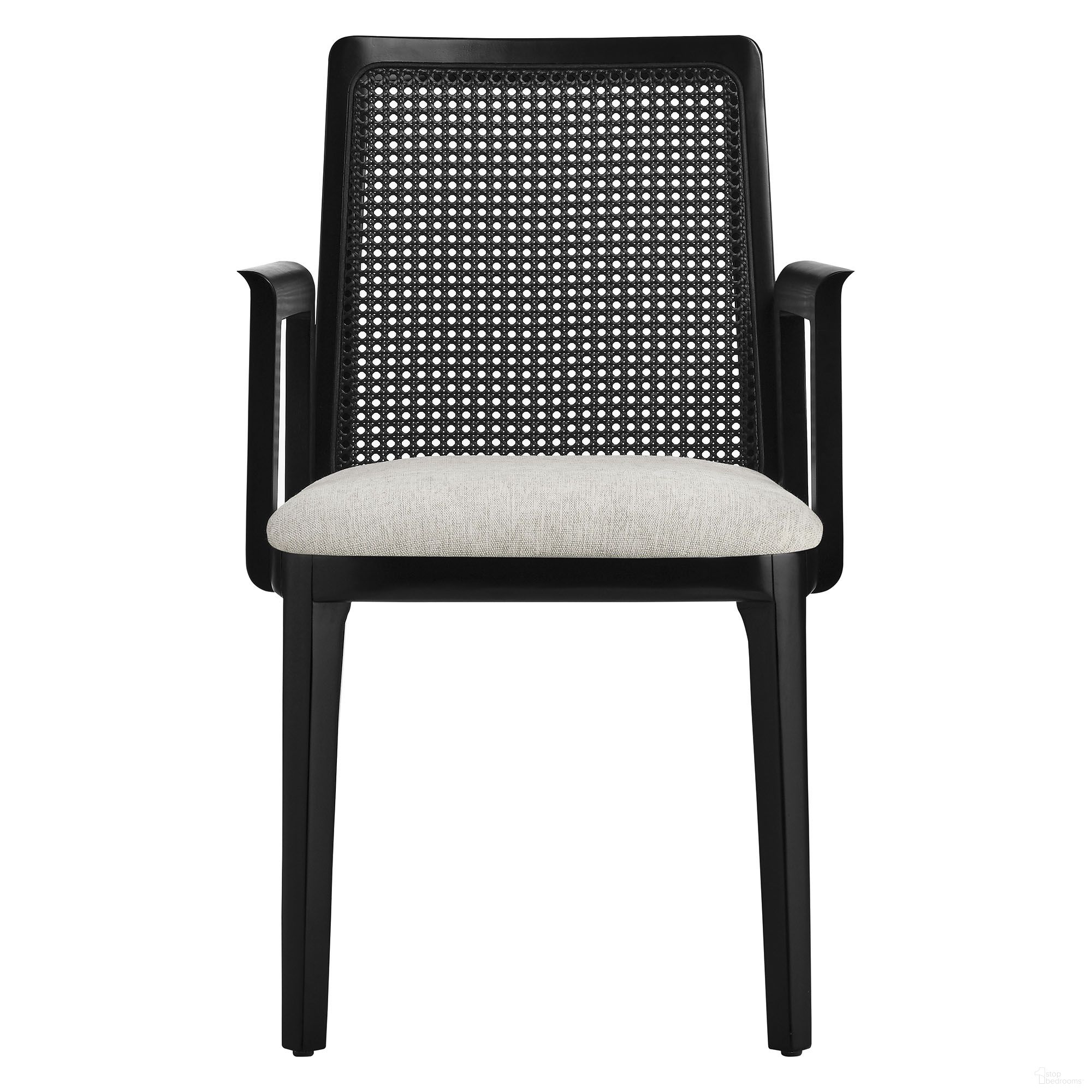 The appearance of Monarch Wood and Rattan Dining Armchair In Black and Heathered Weave Ivory designed by Modway in the modern / contemporary interior design. This black/heathered weave ivory piece of furniture was selected by 1StopBedrooms from Monarch Collection to add a touch of cosiness and style into your home. Sku: EEI-6844-BLK-BLK-HEI. Material: Wood. Chair Type: Arm Chair.