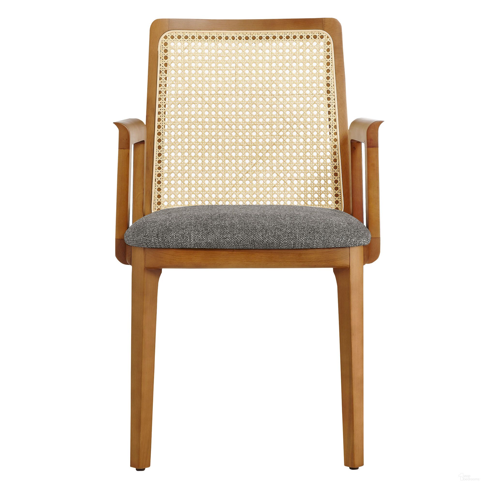 The appearance of Monarch Wood and Rattan Dining Armchair In Honey and Gray designed by Modway in the modern / contemporary interior design. This honey/gray piece of furniture  was selected by 1StopBedrooms from Monarch Collection to add a touch of cosiness and style into your home. Sku: EEI-6844-HON-NAT-GRY. Material: Wood. Chair Type: Arm Chair.