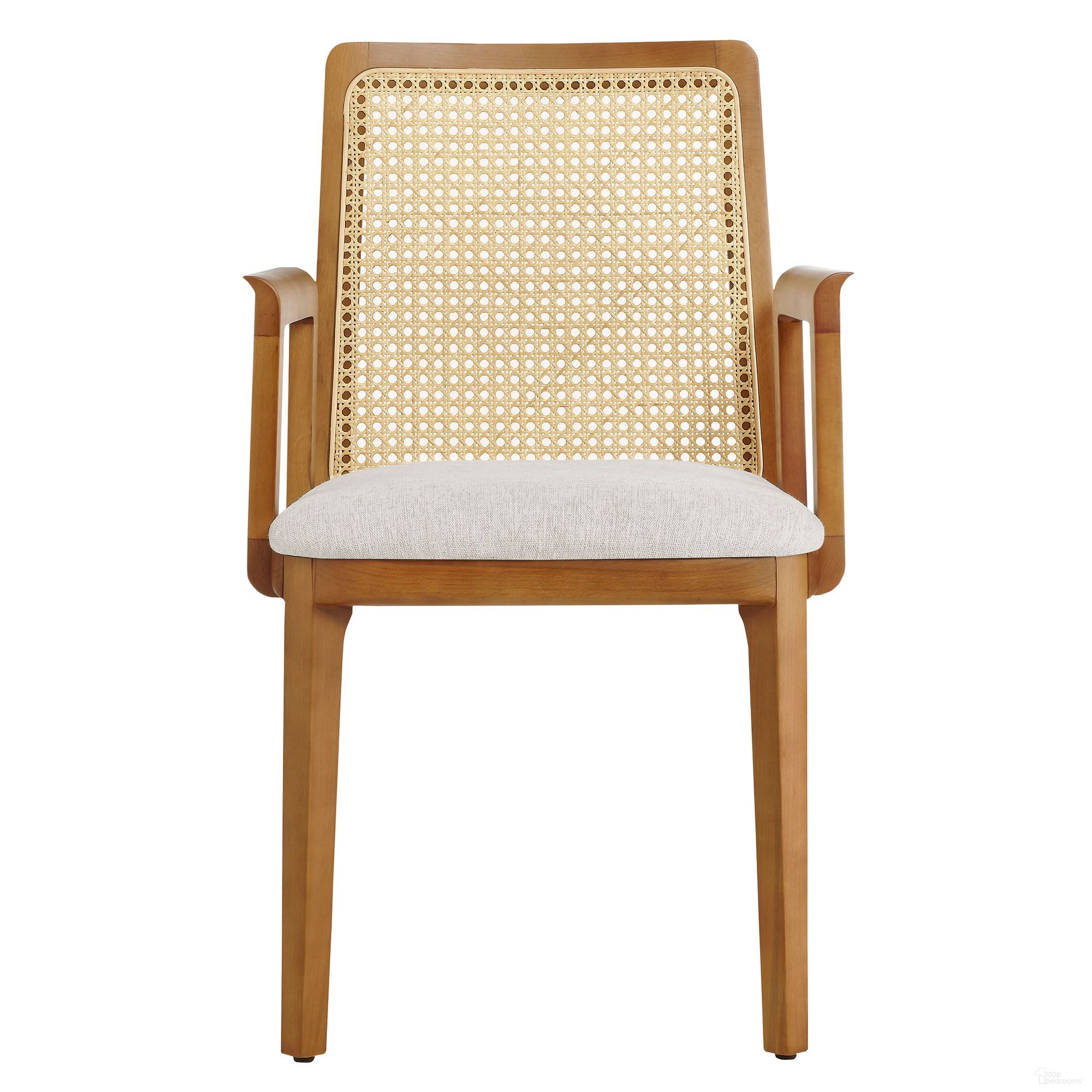 The appearance of Monarch Wood and Rattan Dining Armchair In Honey and Heathered Weave Ivory designed by Modway in the modern / contemporary interior design. This honey/heathered weave ivory piece of furniture was selected by 1StopBedrooms from Monarch Collection to add a touch of cosiness and style into your home. Sku: EEI-6844-HON-NAT-HEI. Material: Wood. Chair Type: Arm Chair.