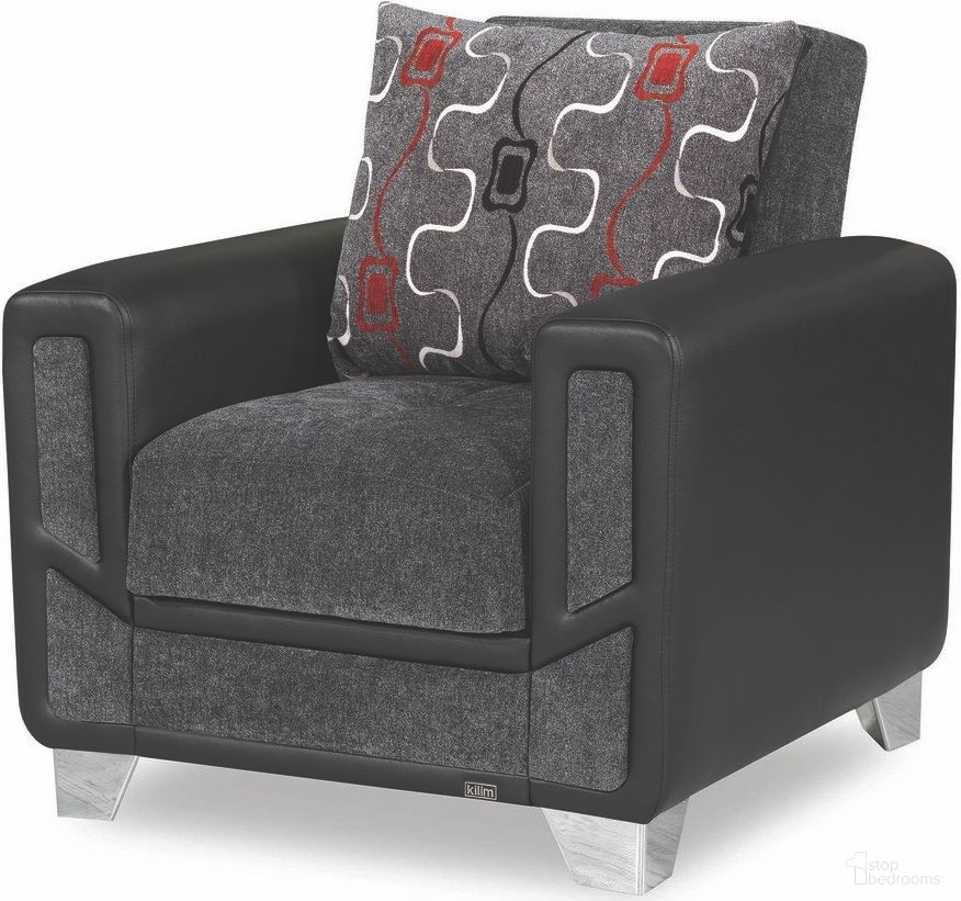 The appearance of Mondo Modern Upholstered Convertible Armchair with Storage In Gray designed by Casamode in the modern / contemporary interior design. This gray piece of furniture  was selected by 1StopBedrooms from Mondo Modern Collection to add a touch of cosiness and style into your home. Sku: MON-AC-GY. Material: Chenille.