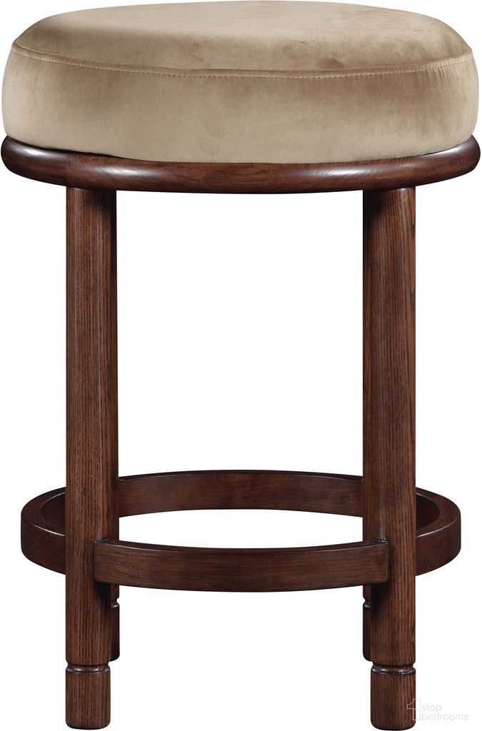 The appearance of Monette Velvet Upholstered Counter Stool In Beige and Brown designed by Meridian in the modern / contemporary interior design. This beige and brown piece of furniture was selected by 1StopBedrooms from Monette Collection to add a touch of cosiness and style into your home. Sku: 978Beige-C. Material: Velvet.