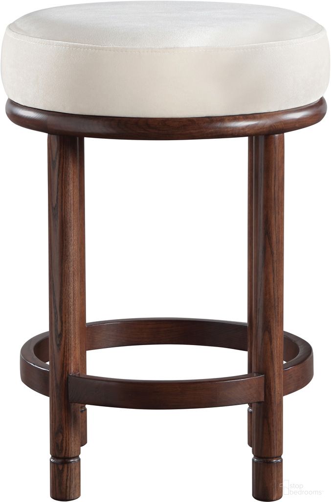 The appearance of Monette Velvet Upholstered Counter Stool In Cream and Brown designed by Meridian in the modern / contemporary interior design. This cream/brown piece of furniture  was selected by 1StopBedrooms from Monette Collection to add a touch of cosiness and style into your home. Sku: 978Cream-C. Material: Velvet.