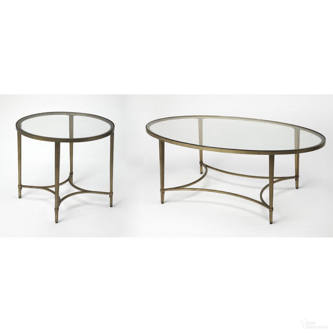 Monica Oval Occasional Table Set In Gold