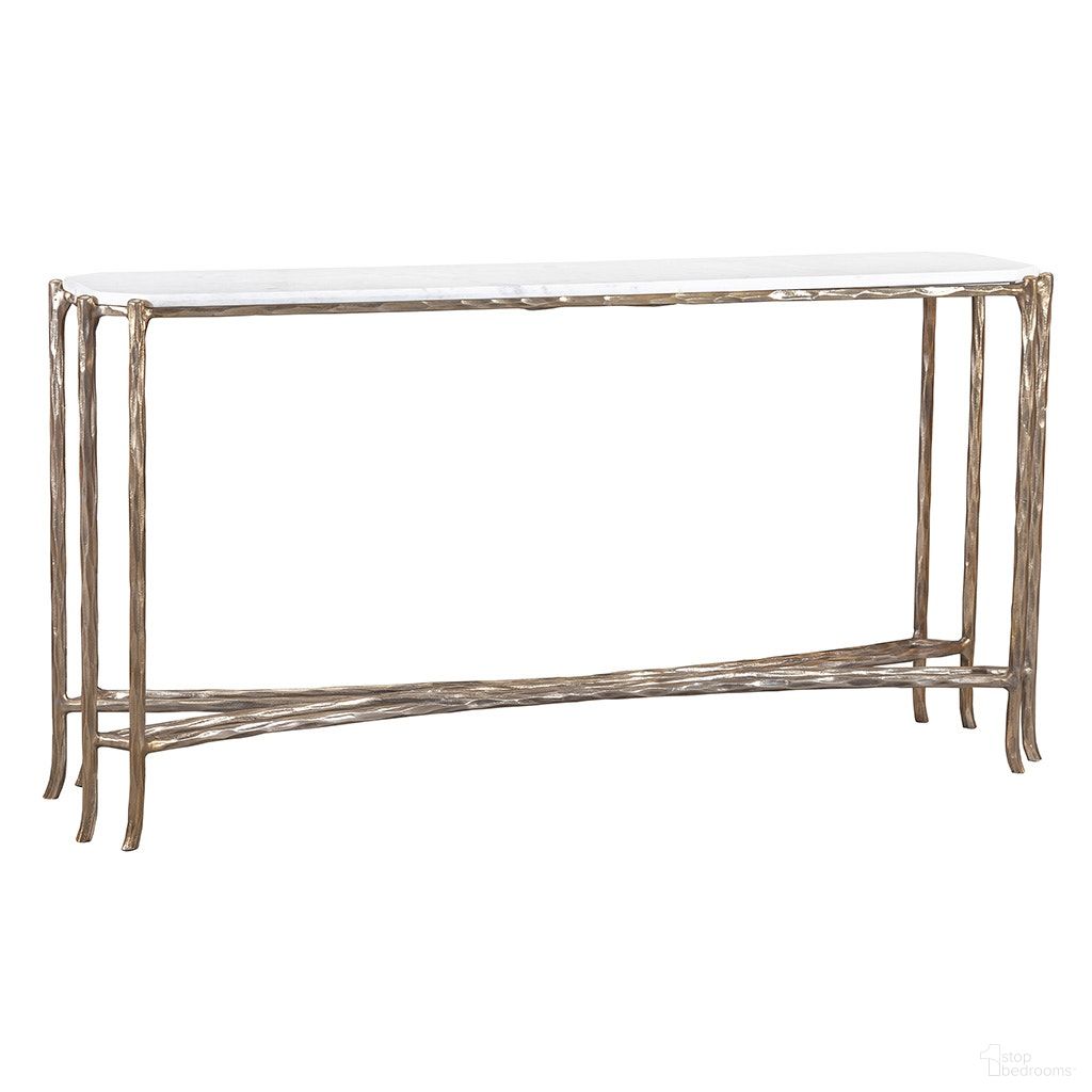 The appearance of Monier Hall Console Table In Antique Gold designed by Fairfield Chair in the transitional interior design. This antique gold piece of furniture  was selected by 1StopBedrooms from Monier Collection to add a touch of cosiness and style into your home. Sku: 8089-99-M. Material: Stone.