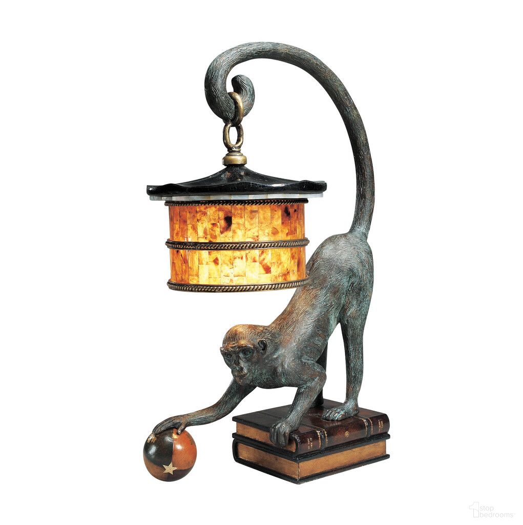 The appearance of Monkey Lamp In Verdigris and Amber designed by Maitland-Smith in the modern / contemporary interior design. This verdigris/amber piece of furniture  was selected by 1StopBedrooms from Maitland Smith Collection to add a touch of cosiness and style into your home. Sku: 8136-17. Material: Bronze.