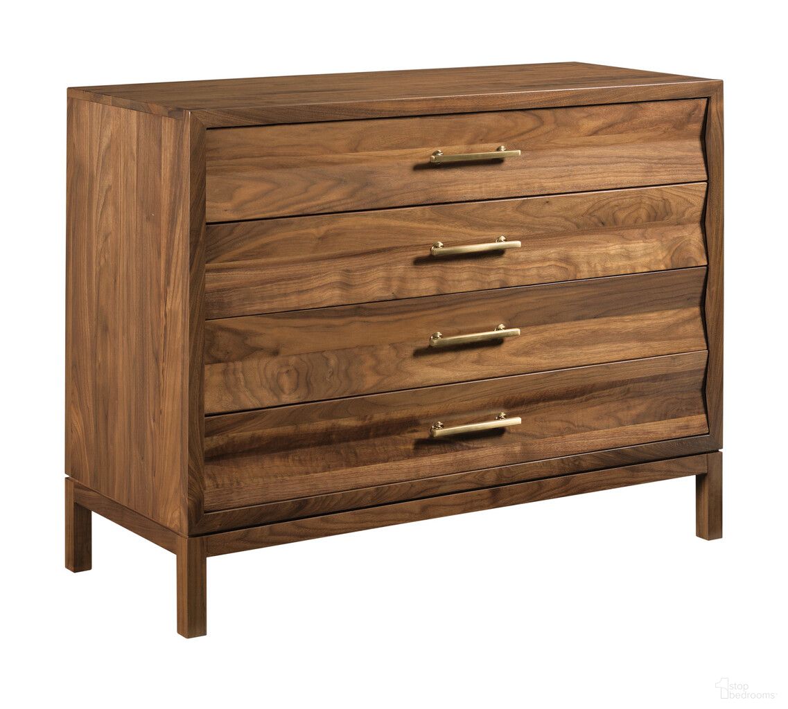 The appearance of Monogram Backbay Accent Chest In Walnut designed by Kincaid in the modern / contemporary interior design. This walnut piece of furniture  was selected by 1StopBedrooms from Monogram Collection to add a touch of cosiness and style into your home. Sku: 315-933. Material: Wood.