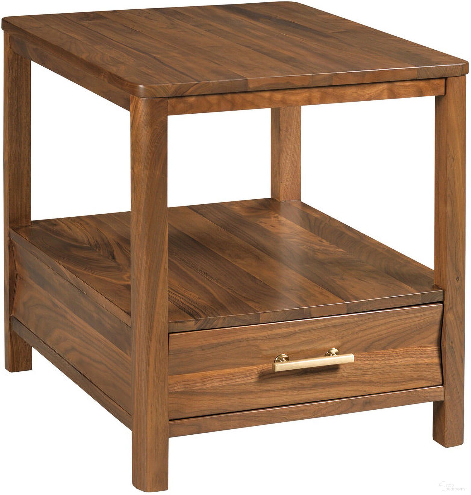 The appearance of Monogram Parkway End Table In Walnut designed by Kincaid in the transitional interior design. This walnut piece of furniture was selected by 1StopBedrooms from Monogram Collection to add a touch of cosiness and style into your home. Sku: 315-915. Material: Wood.