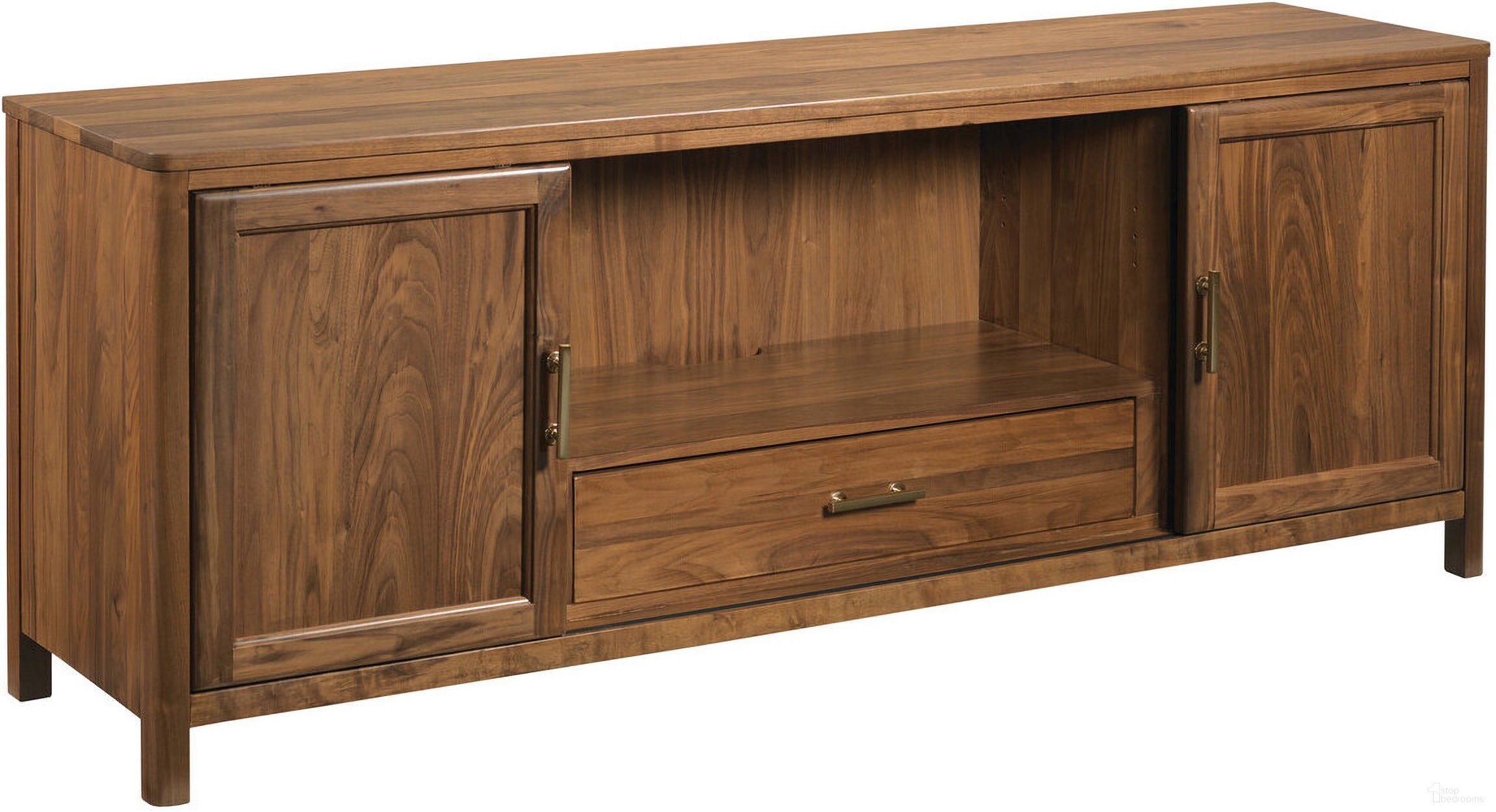 The appearance of Monogram Virtue Entertainment Console In Walnut designed by Kincaid in the modern / contemporary interior design. This walnut piece of furniture  was selected by 1StopBedrooms from Monogram Collection to add a touch of cosiness and style into your home. Sku: 315-585. Material: Wood.