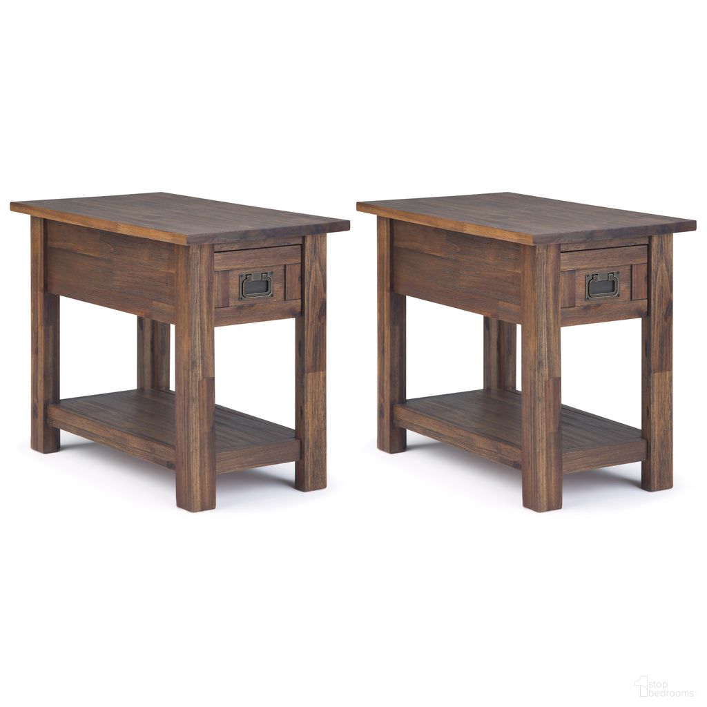 The appearance of Monroe 14 Inch Solid Acacia Narrow Side Table Set of 2 In Distressed Charcoal Brown designed by Simpli Home in the modern / contemporary interior design. This distressed charcoal brown piece of furniture was selected by 1StopBedrooms from Monroe Collection to add a touch of cosiness and style into your home. Sku: MOS214NET001DCB. Material: Acacia.