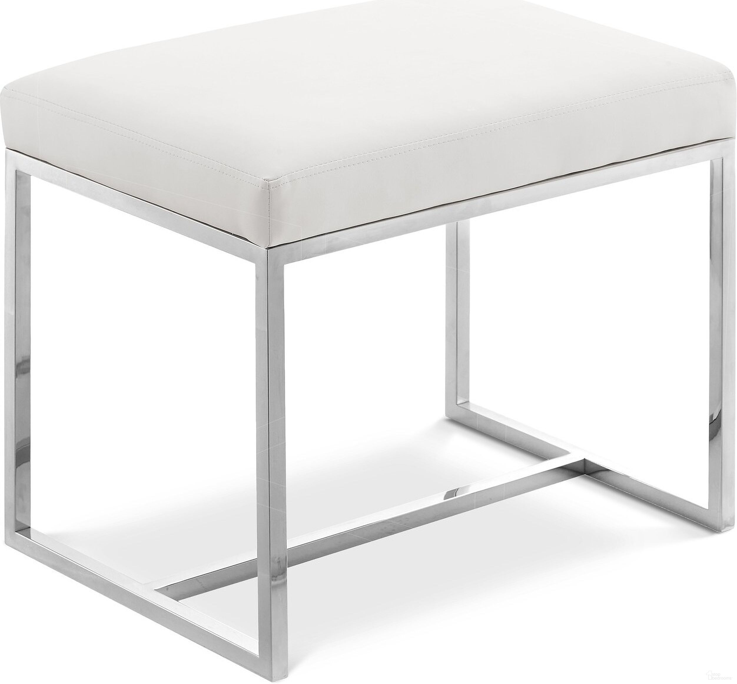 Monroe Ottoman/Stool In Chrome and White