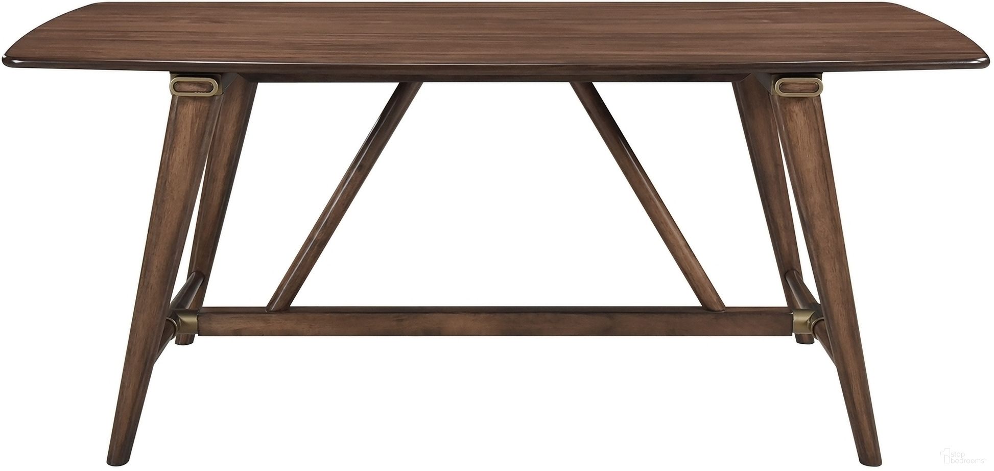 The appearance of Monroe Dining Table In Brown and Walnut designed by Homelegance in the modern / contemporary interior design. This brown and walnut piece of furniture was selected by 1StopBedrooms from Monroe Collection to add a touch of cosiness and style into your home. Sku: 5901-71. Table Base Style: Trestle. Material: Wood. Table Top Shape: Rectangular. Size: 36" x 71".