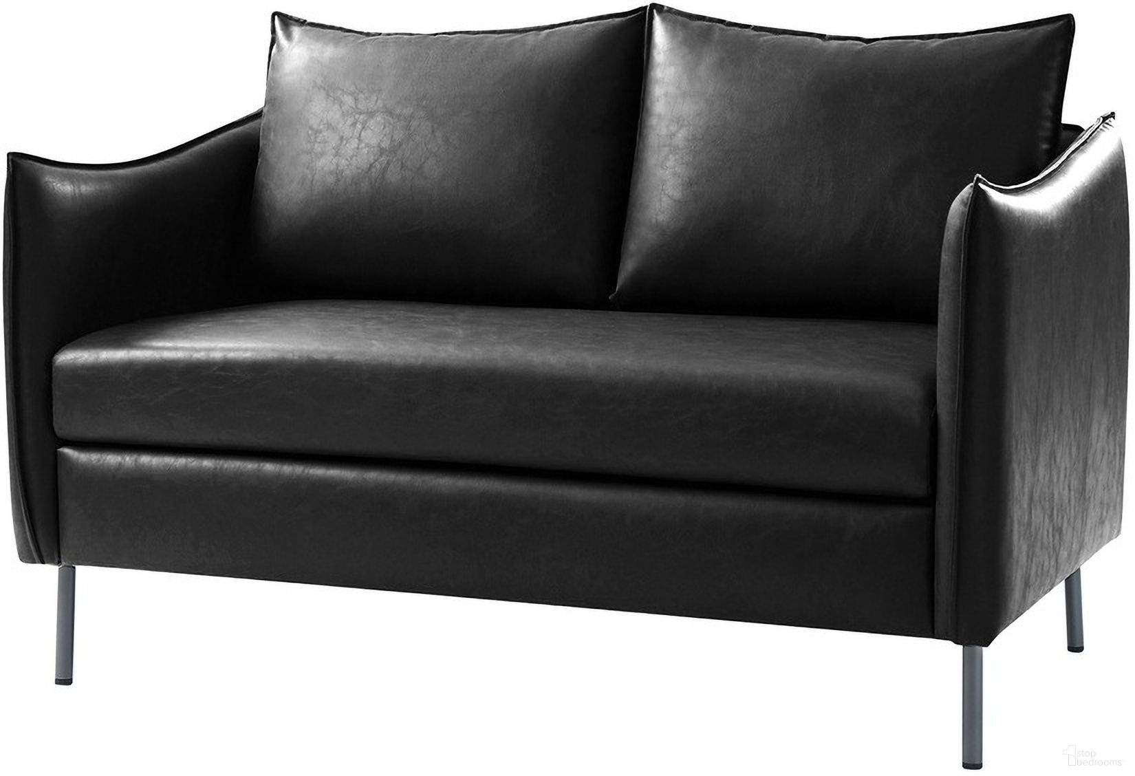 The appearance of Monroe Loveseat In Black designed by Karat Home in the modern / contemporary interior design. This black piece of furniture  was selected by 1StopBedrooms from Monroe Collection to add a touch of cosiness and style into your home. Sku: SFM1145-BLK. Material: Faux Leather.