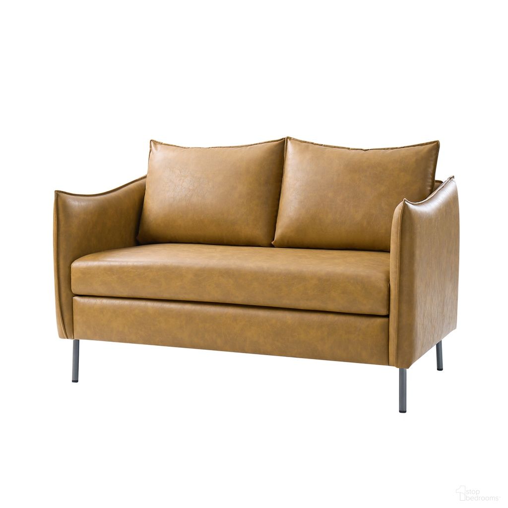 The appearance of Monroe Loveseat In Camel designed by Karat Home in the modern / contemporary interior design. This camel piece of furniture  was selected by 1StopBedrooms from Monroe Collection to add a touch of cosiness and style into your home. Sku: SFM1145-CML. Material: Faux Leather.