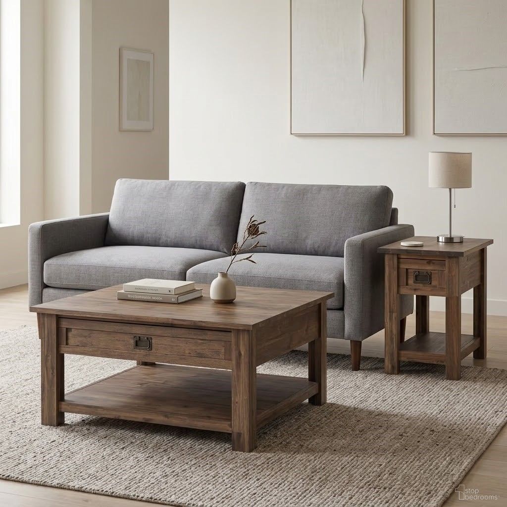 Monroe Occasional Table Set In Rustic Natural Aged Brown