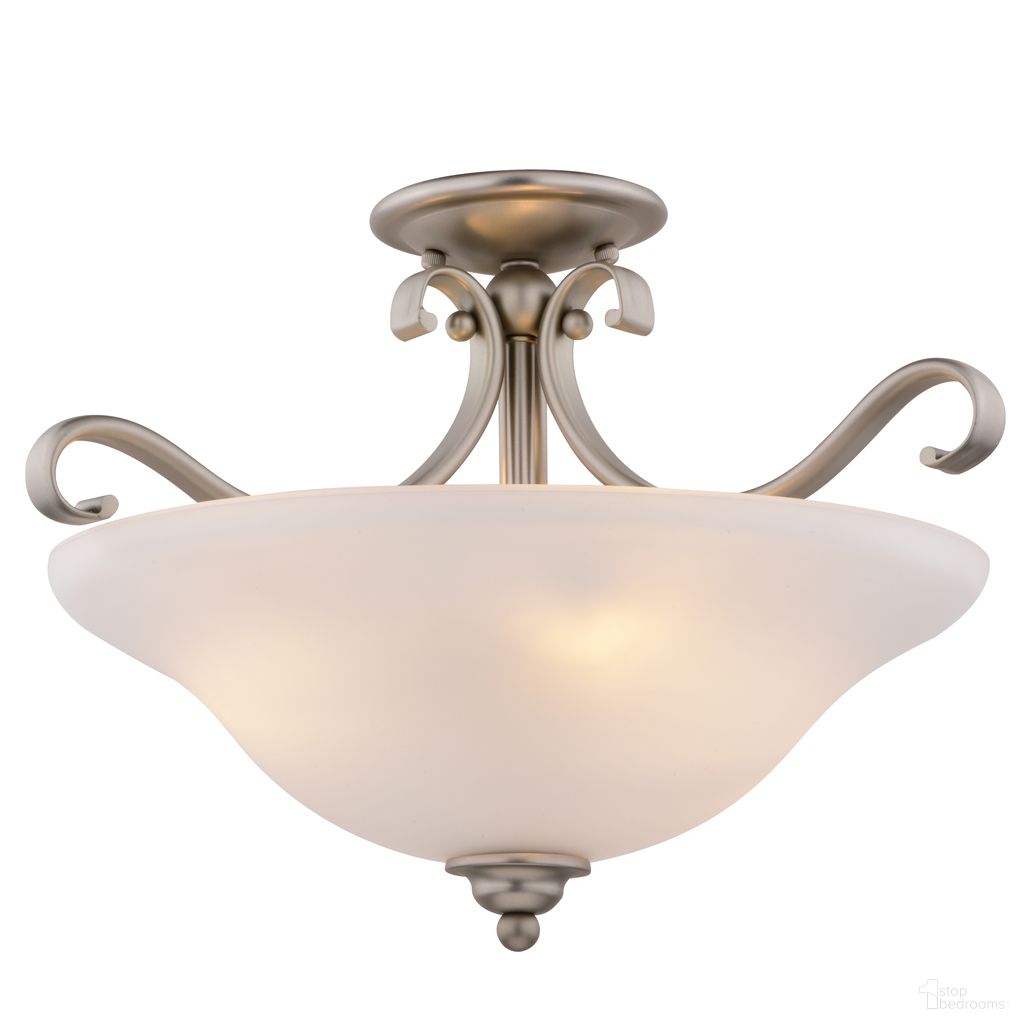 The appearance of Monrovia 17 Inch Semi Flush Ceiling Light or Pendant (Dual Mount) In Brushed Nickel designed by Vaxcel in the transitional interior design. This brushed nickel piece of furniture  was selected by 1StopBedrooms from Monrovia Collection to add a touch of cosiness and style into your home. Sku: C0310. Material: Steel.