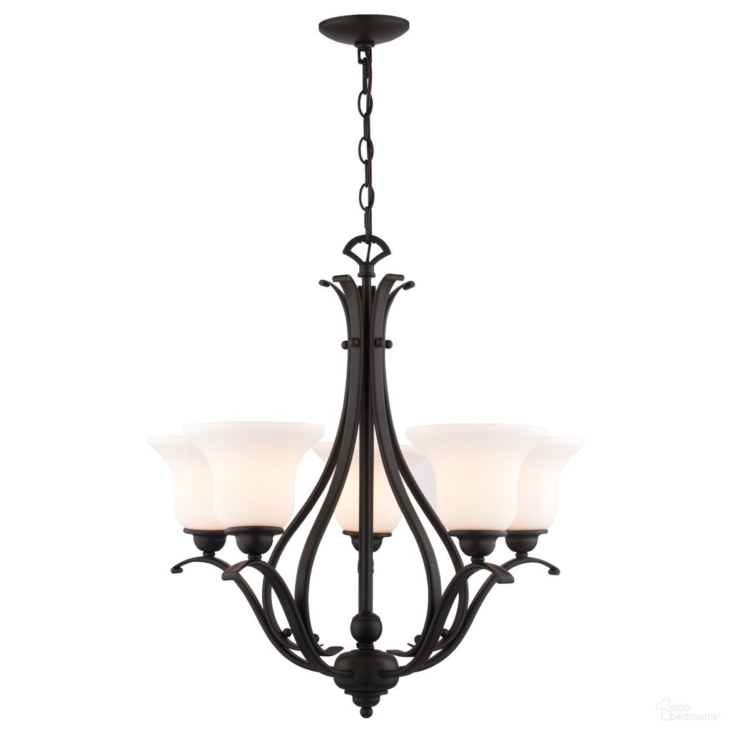 The appearance of Monrovia 26 Inch 5 Light Chandelier In Oil Rubbed Bronze designed by Vaxcel in the transitional interior design. This oil rubbed bronze piece of furniture was selected by 1StopBedrooms from Monrovia Collection to add a touch of cosiness and style into your home. Sku: H0319. Material: Steel.