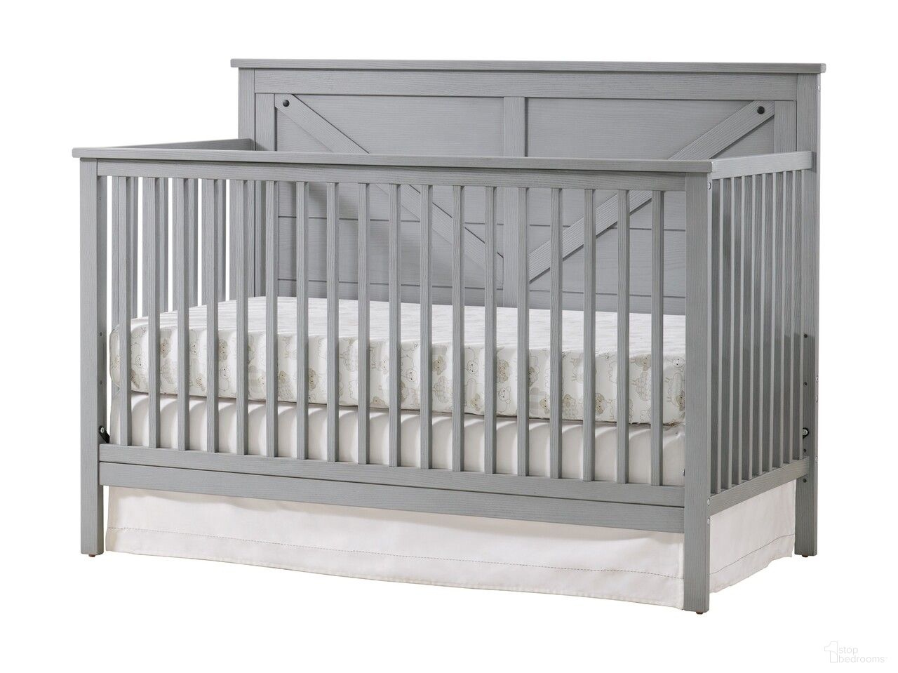 The appearance of Montauk 4 In 1 Convertible Crib In Farmhouse Gray designed by Oxford Baby in the country / farmhouse interior design. This farmhouse gray piece of furniture was selected by 1StopBedrooms from Montauk Collection to add a touch of cosiness and style into your home. Sku: 12211590. Material: Wood.