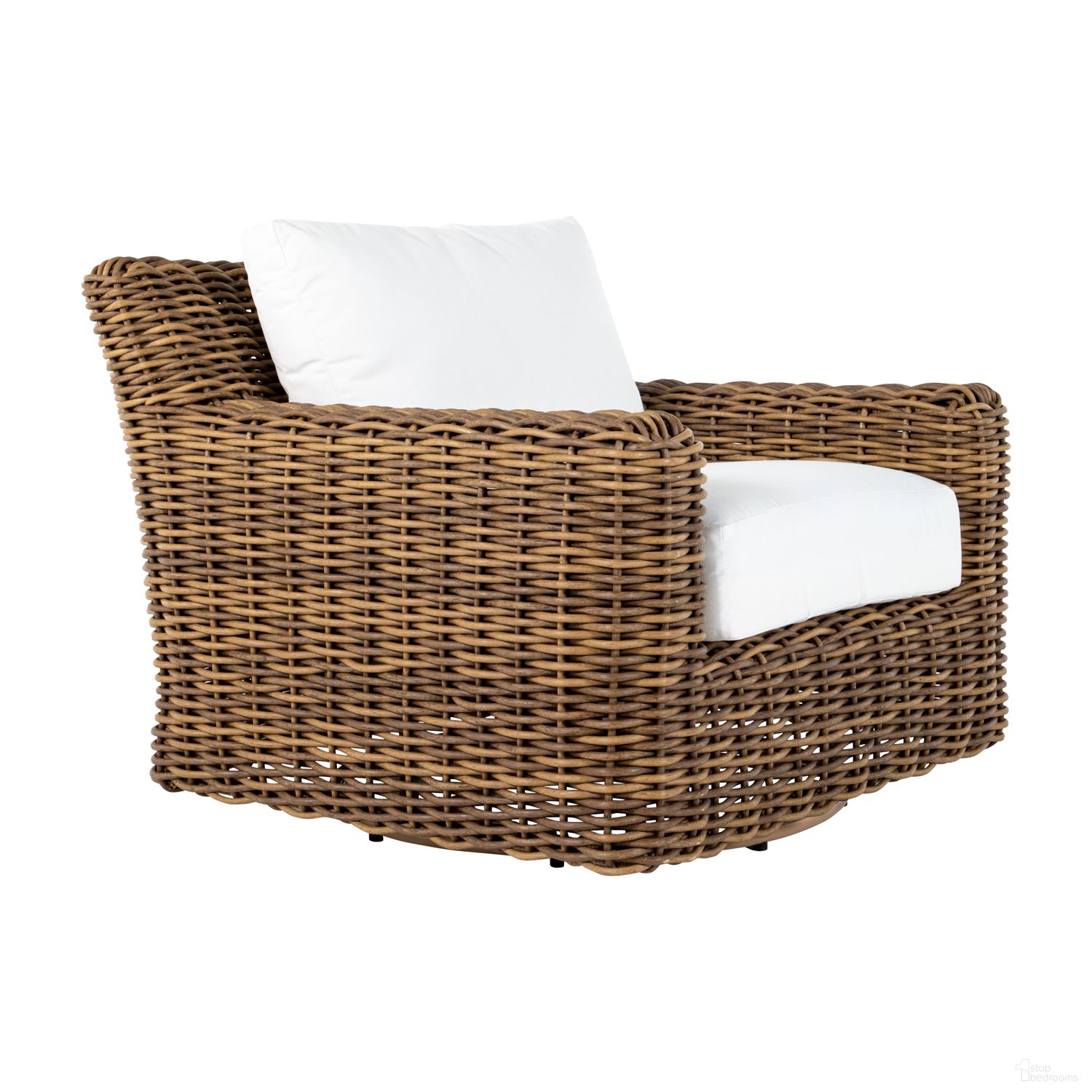 The appearance of Montauk Swivel Lounge In Linen Dove designed by Summer Classics in the transitional interior design. This linen dove piece of furniture was selected by 1StopBedrooms from Montauk Collection to add a touch of cosiness and style into your home. Sku: 314482+C749P6101N. Material: Wicker.