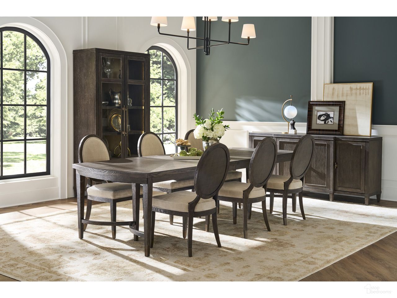 The appearance of Montclair Dining Room Set In Cocoa designed by Universal in the transitional interior design. This cocoa piece of furniture was selected by 1StopBedrooms from Montclair Collection to add a touch of cosiness and style into your home. Sku: U508652;U508626P. Material: Wood. Table Top Shape: Rectangular. Size: 42" x 78".
