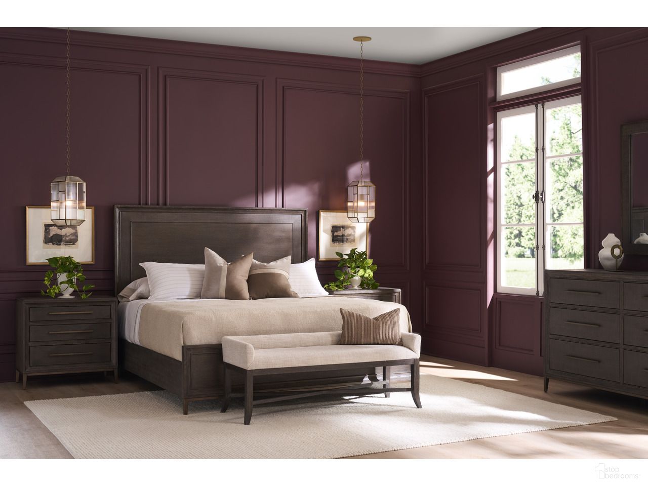 The appearance of Montclair Panel Bedroom Set In Cocoa designed by Universal in the transitional interior design. This cocoa piece of furniture was selected by 1StopBedrooms from Montclair Collection to add a touch of cosiness and style into your home. Sku: U508230B;U508356. Material: Wood. Bed Size: King.