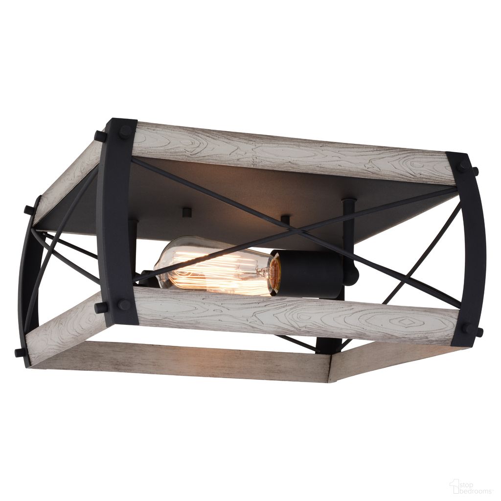 Montclare 13.5 Inch 2 Light Flush Mount In Textured Black and White Ash