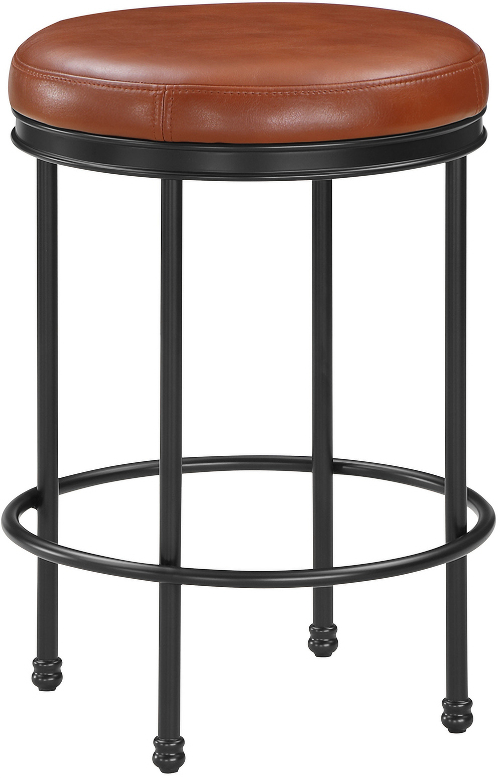 Montecarlo Faux Leather and Metal Backless Counter Height Stool In