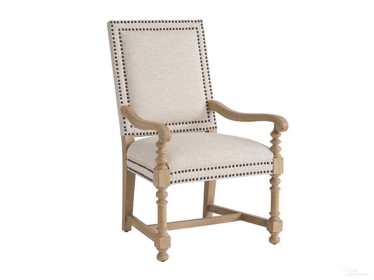 The appearance of Montecito Anderson Upholstered Arm Chair In Chaparral designed by Barclay Butera in the traditional interior design. This chaparral piece of furniture was selected by 1StopBedrooms from Montecito Collection to add a touch of cosiness and style into your home. Sku: 940-883-01. Material: Wood. Chair Type: Arm Chair.