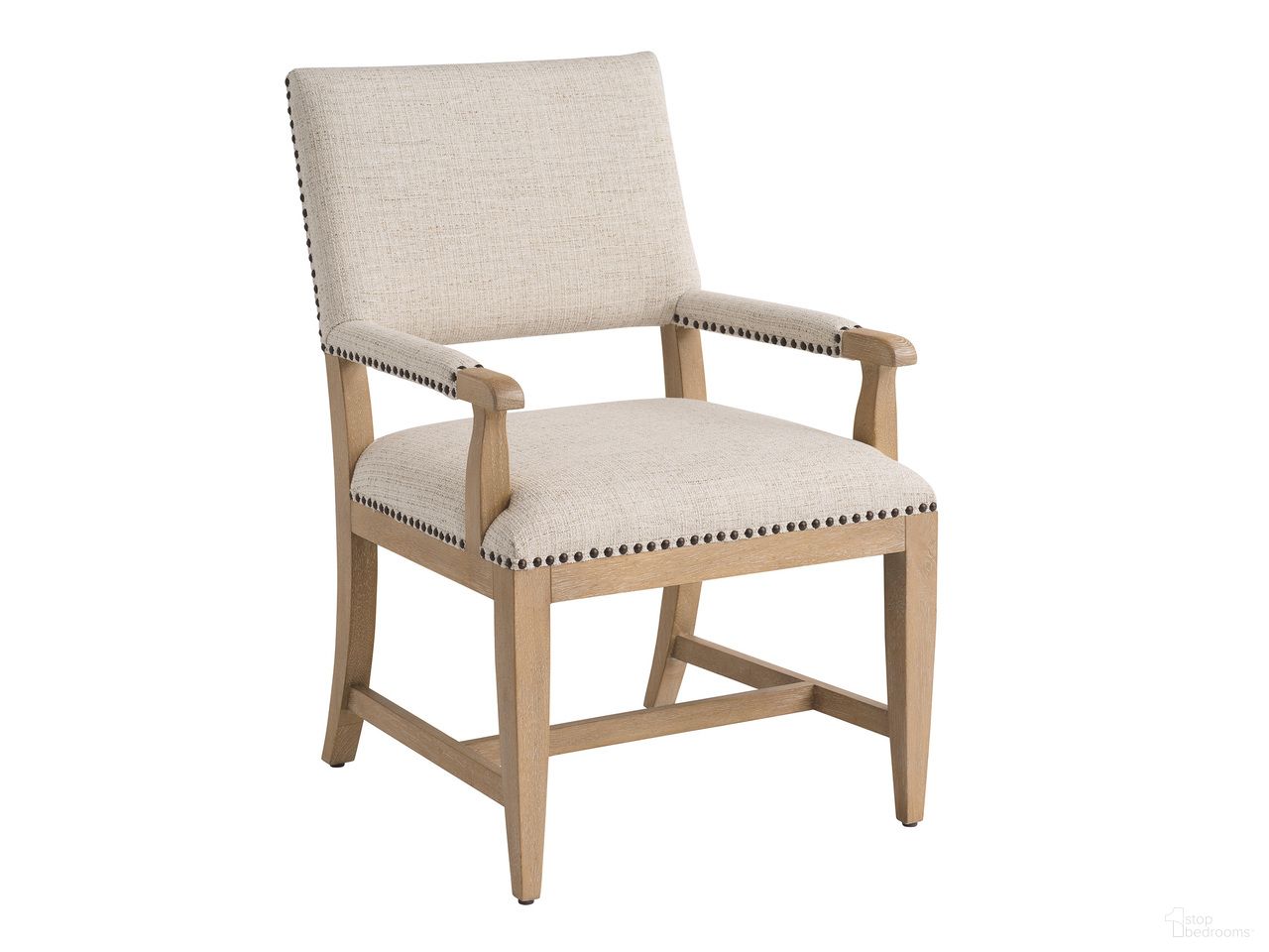 The appearance of Montecito Colburn Upholstered Arm Chair In Cream designed by Barclay Butera in the transitional interior design. This cream piece of furniture was selected by 1StopBedrooms from Montecito Collection to add a touch of cosiness and style into your home. Sku: 940-881-01. Material: Wood. Chair Type: Arm Chair.