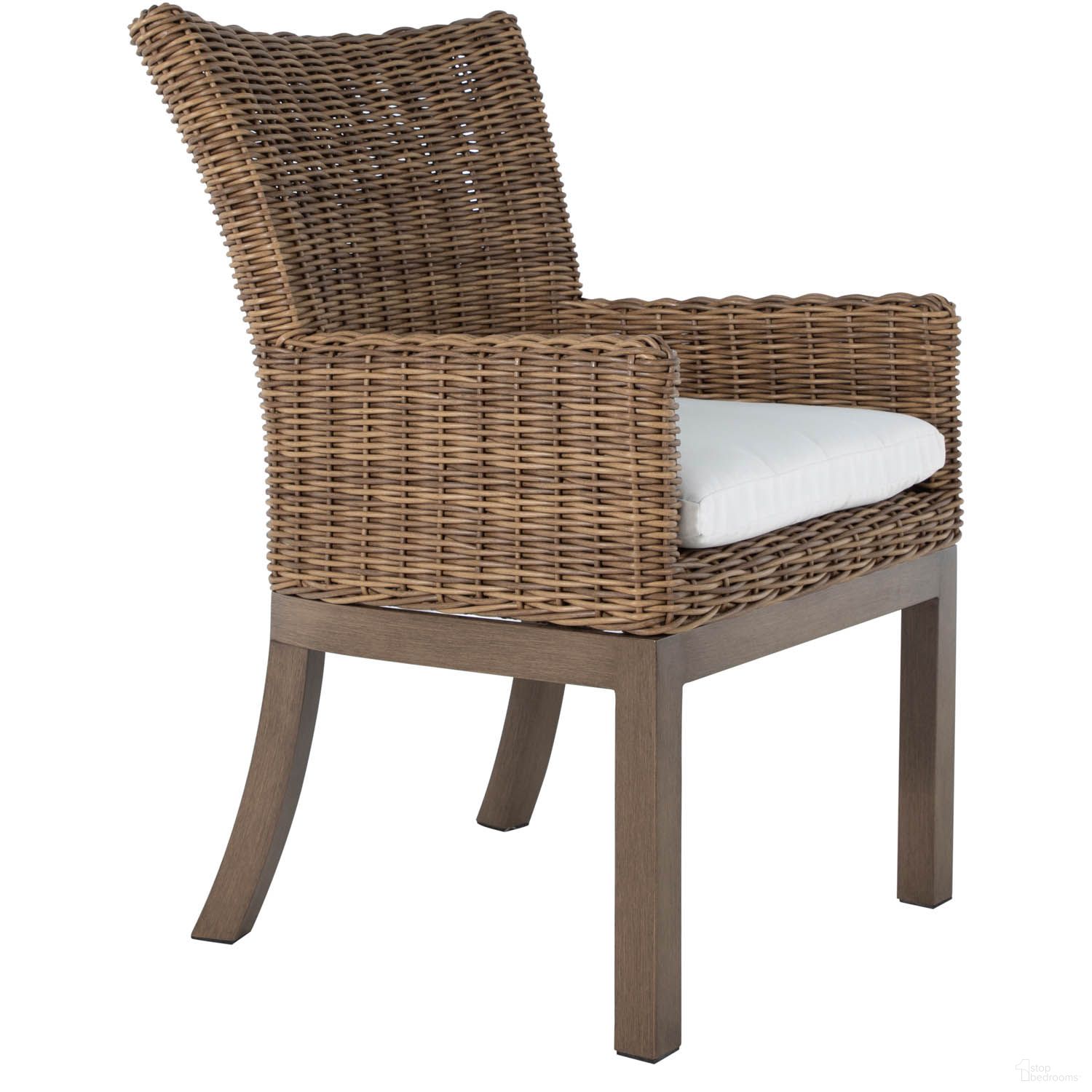 The appearance of Montecito Dining Arm Chair In Bali Pearl designed by Summer Classics in the transitional interior design. This bali pearl piece of furniture was selected by 1StopBedrooms from Montecito Collection to add a touch of cosiness and style into your home. Sku: 138982+C722H4219N. Material: Wicker.