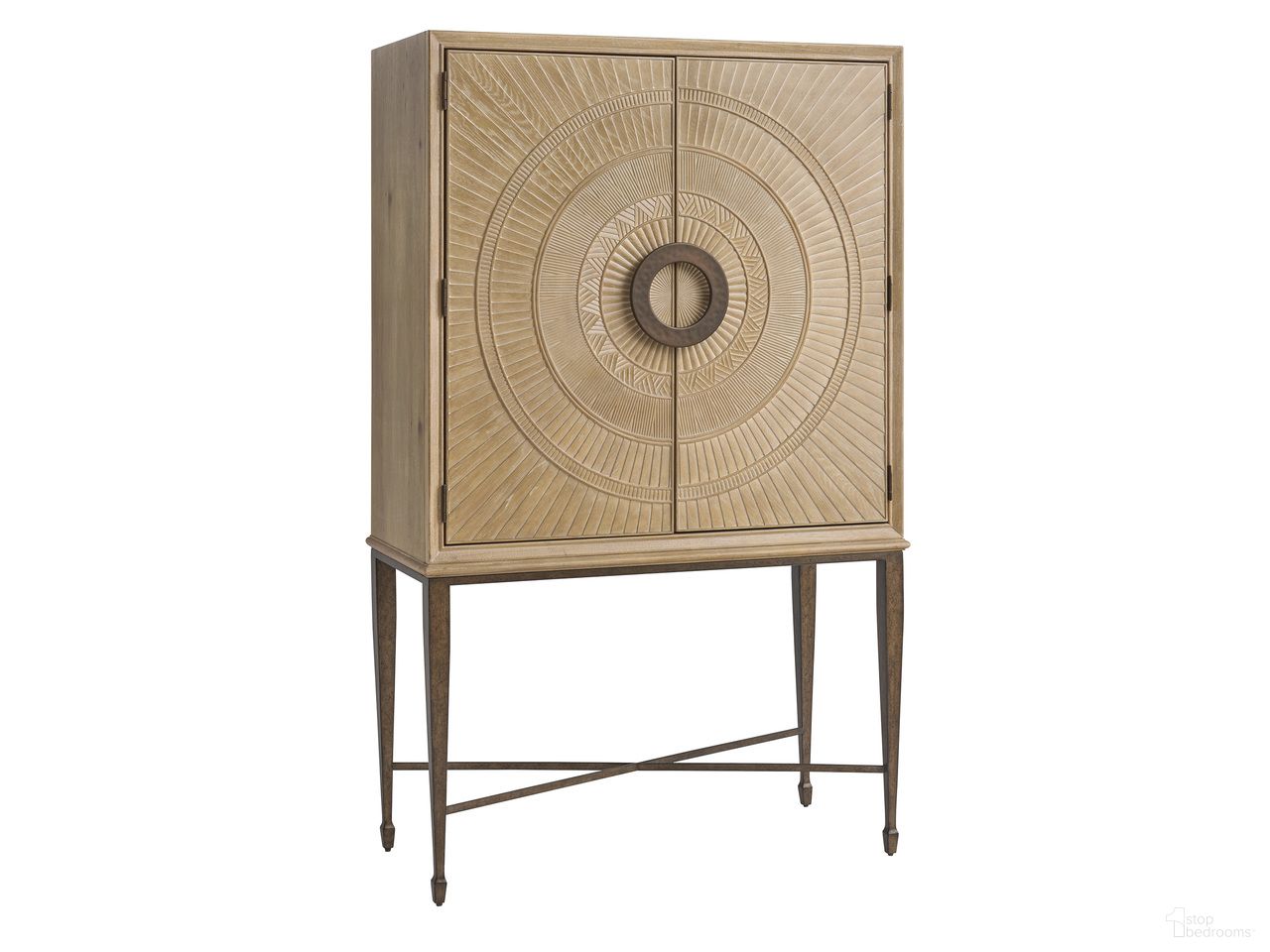 The appearance of Montecito Hammond Bar Cabinet In Natural designed by Barclay Butera in the transitional interior design. This natural piece of furniture was selected by 1StopBedrooms from Montecito Collection to add a touch of cosiness and style into your home. Sku: 940-961C. Material: Wood.