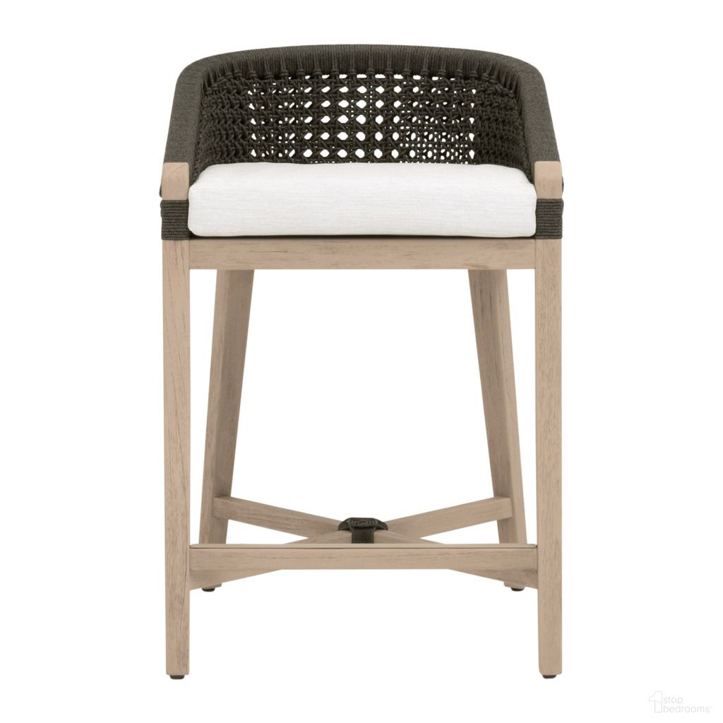 The appearance of Montecito Outdoor Counter Stool In Anthracite Rope Washed Ever Teak designed by Essentials For Living in the transitional interior design. This washed ever teak piece of furniture  was selected by 1StopBedrooms from Woven Collection to add a touch of cosiness and style into your home. Sku: 6795CS.ANT/WHT/W-ET. Material: Teak Wood.