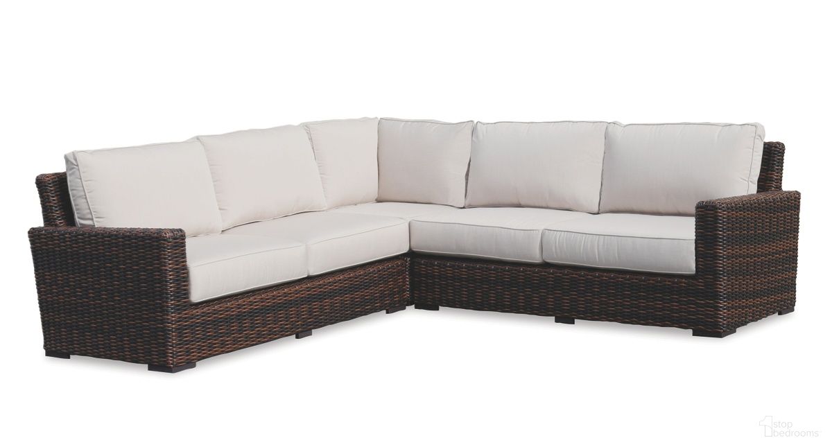 The appearance of Montecito Sectional in Canvas Flax designed by Sunset West in the transitional interior design. This canvas flax piece of furniture was selected by 1StopBedrooms from Montecito Collection to add a touch of cosiness and style into your home. Sku: SW2501-SEC-FLX-STKIT. Material: Resin Wicker.