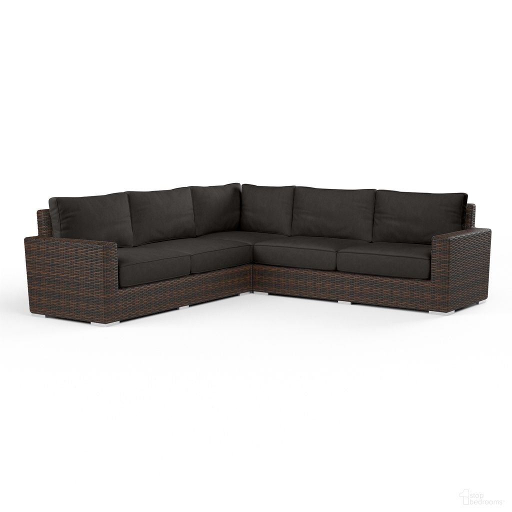 The appearance of Montecito Sectional in Spectrum Carbon designed by Sunset West in the transitional interior design. This spectrum carbon piece of furniture was selected by 1StopBedrooms from Montecito Collection to add a touch of cosiness and style into your home. Sku: SW2501-SEC-48085. Material: Resin Wicker.