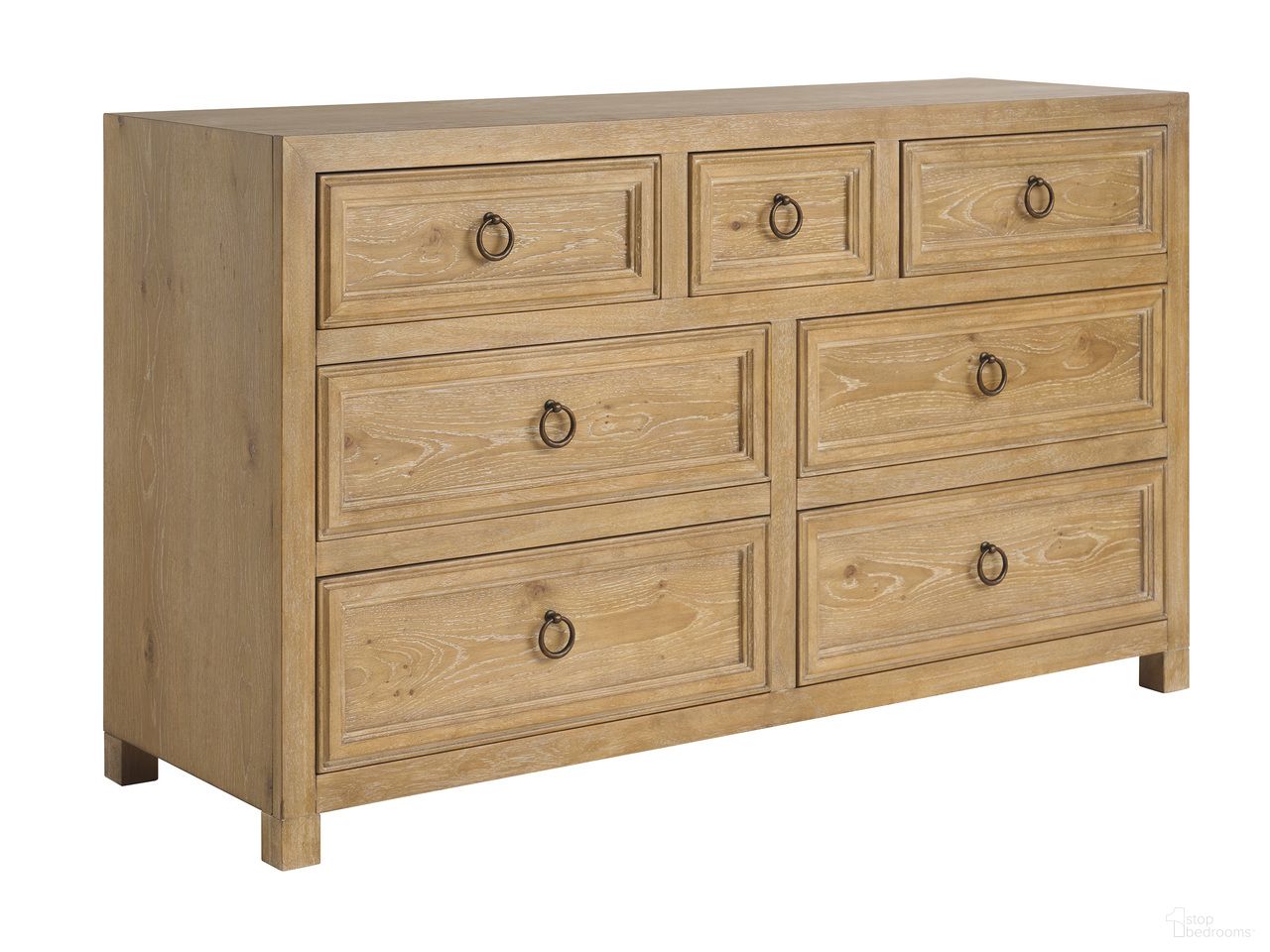 The appearance of Montecito Sullivan Double Dresser In Natural designed by Barclay Butera in the transitional interior design. This natural piece of furniture was selected by 1StopBedrooms from Montecito Collection to add a touch of cosiness and style into your home. Sku: 940-222. Material: Solid Wood.