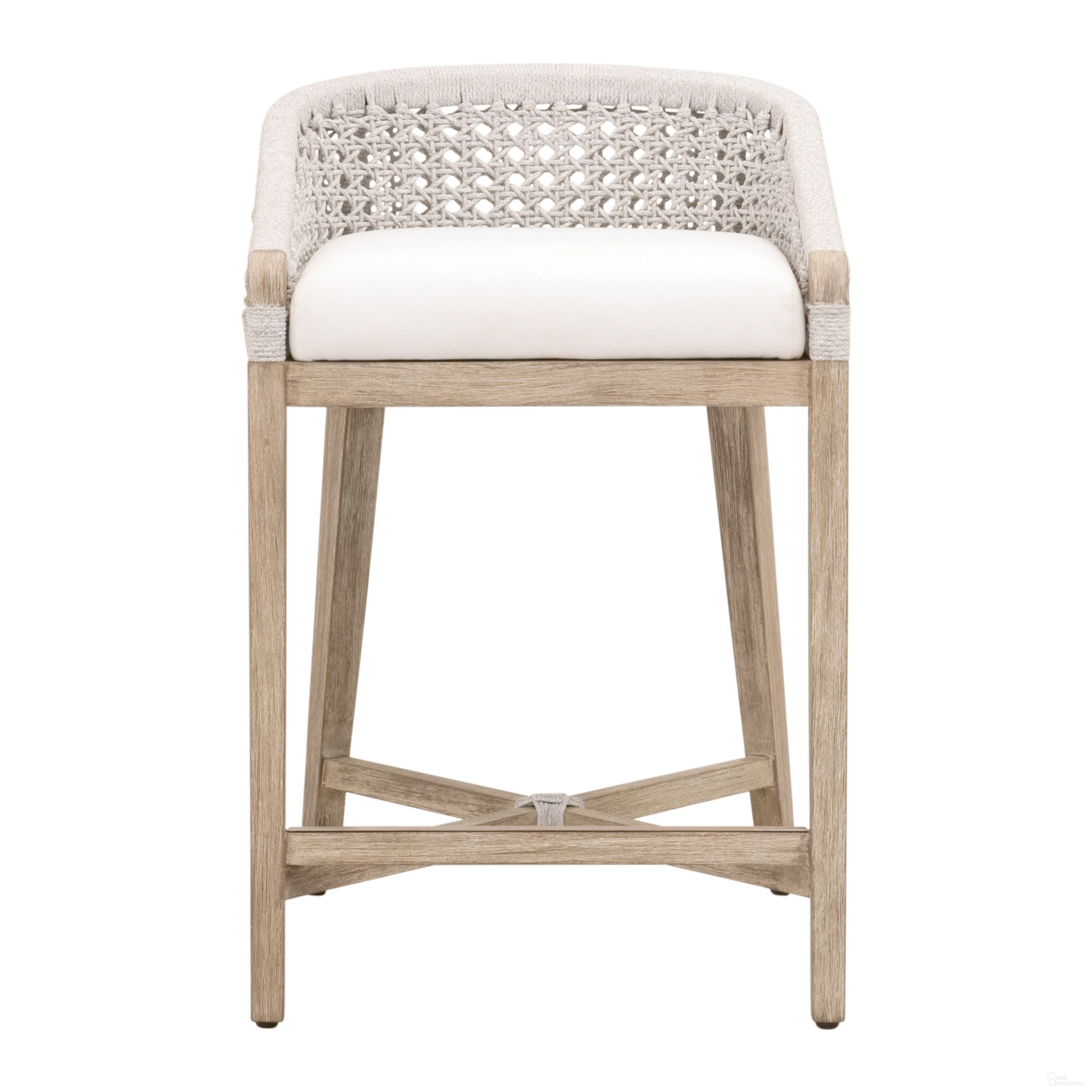 The appearance of Woven Montecito Counter Stool In White and Natural Gray designed by Essentials For Living in the transitional interior design. This white/natural gray piece of furniture was selected by 1StopBedrooms from Woven Collection to add a touch of cosiness and style into your home. Sku: 6795CS.WHT/LPPRL/NG. Material: Mahogany.