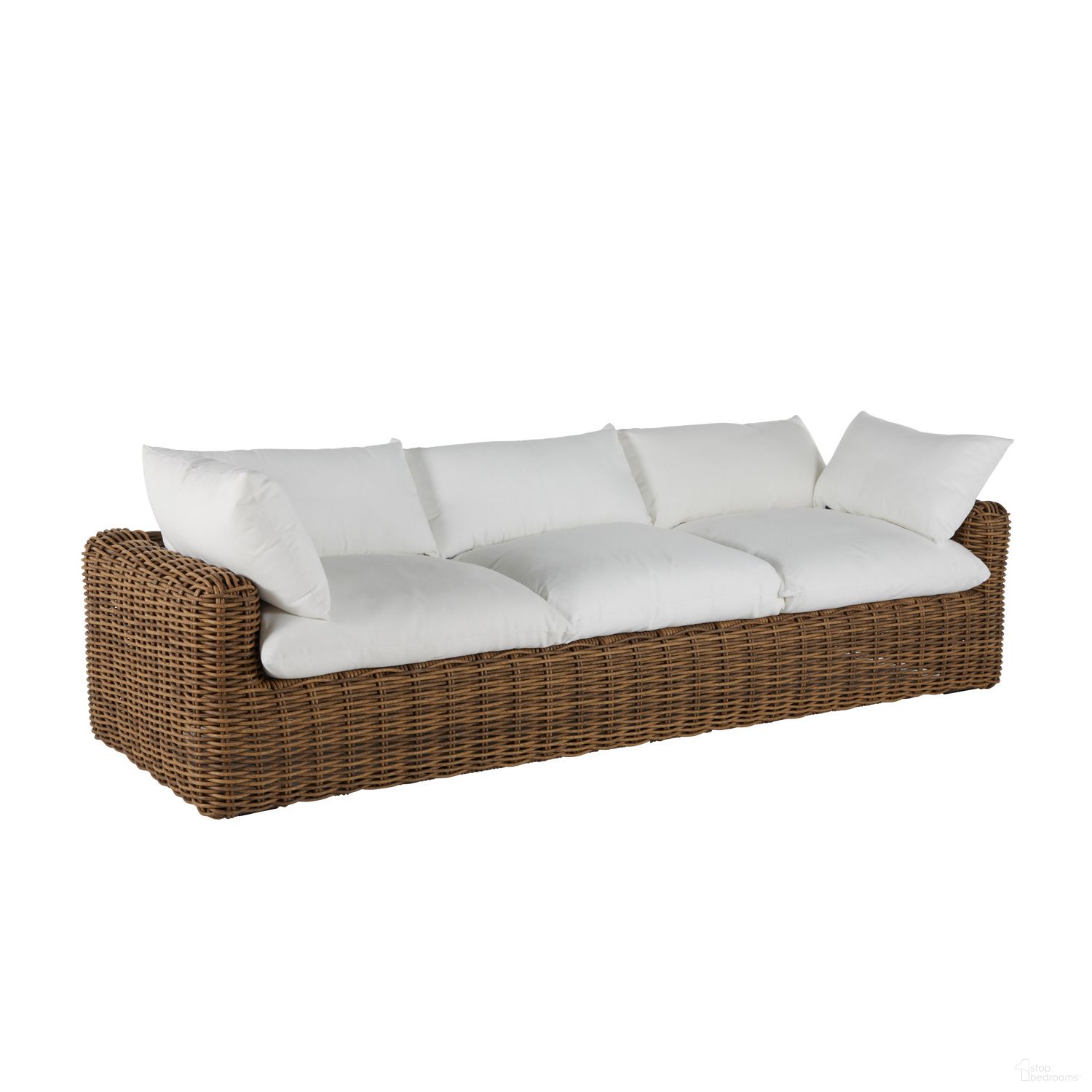 The appearance of Montecito Woven Sofa In Bali Pearl designed by Summer Classics in the transitional interior design. This bali pearl piece of furniture was selected by 1StopBedrooms from Montecito Collection to add a touch of cosiness and style into your home. Sku: 339682+C777F4219N. Material: Wicker.