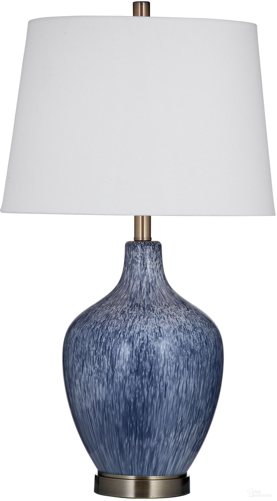 Montego Table Lamp In Reactive Blue and Antique Brass