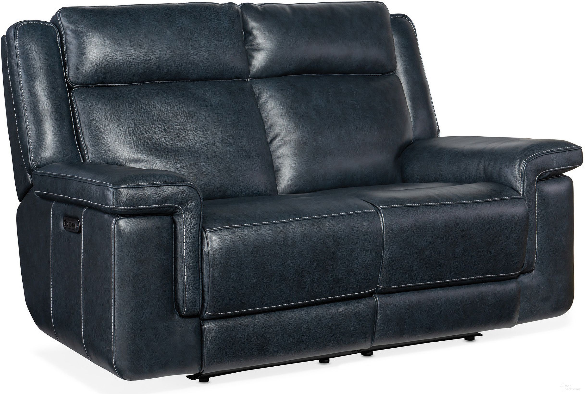 The appearance of MS Montel Lay Flat Power Loveseat With Power Headrest And Lumbar In Blue designed by Hooker in the transitional interior design. This blue piece of furniture was selected by 1StopBedrooms from MS Collection to add a touch of cosiness and style into your home. Sku: SS705-PHL2-047. Material: Leather.