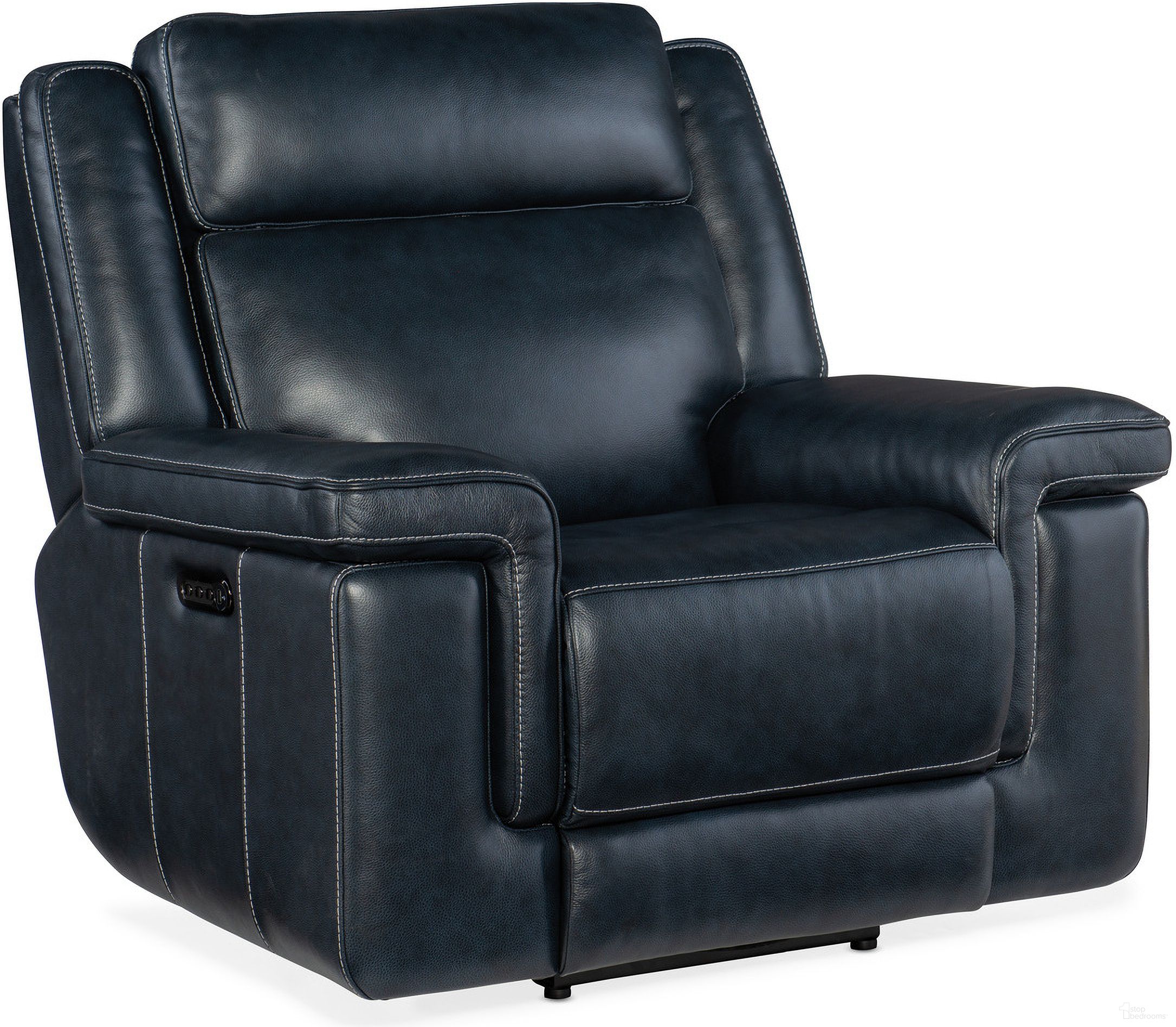 MS Montel Lay Flat Power Recliner With Power Headrest And Lumbar In Blue