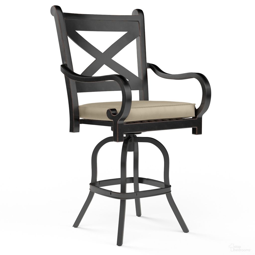 The appearance of Monterey Barstool in Linen Stone designed by Sunset West in the traditional interior design. This linen stone piece of furniture was selected by 1StopBedrooms from Monterey Collection to add a touch of cosiness and style into your home. Sku: SW3001-7B-LSTN-STKIT. Material: Aluminum.