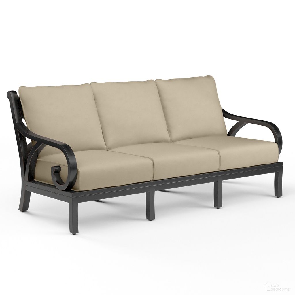 The appearance of Monterey Sofa in Linen Stone designed by Sunset West in the traditional interior design. This linen stone piece of furniture was selected by 1StopBedrooms from Monterey Collection to add a touch of cosiness and style into your home. Sku: SW3001-23-LSTN-STKIT. Material: Aluminum.