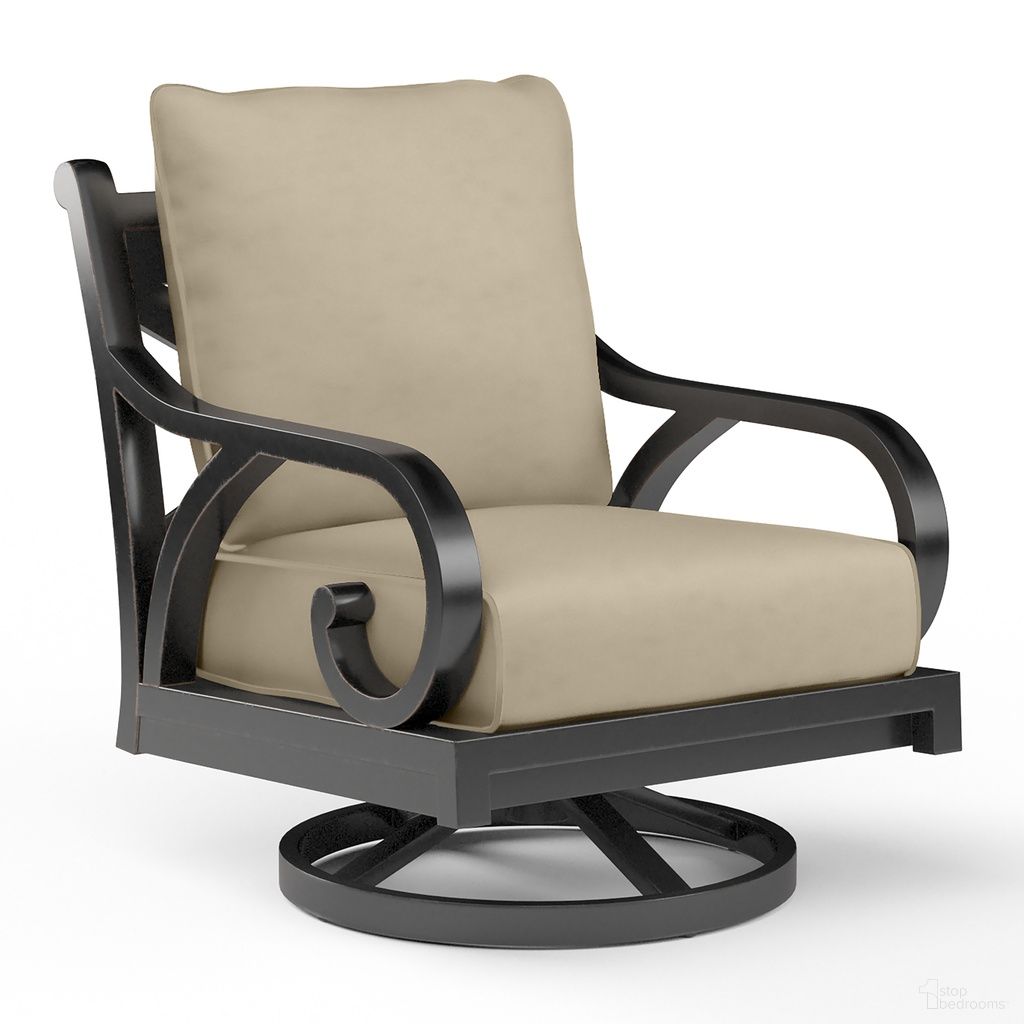The appearance of Monterey Swivel Rocker in Linen Stone designed by Sunset West in the traditional interior design. This linen stone piece of furniture was selected by 1StopBedrooms from Monterey Collection to add a touch of cosiness and style into your home. Sku: SW3001-21SR-LN-STKIT. Material: Aluminum.